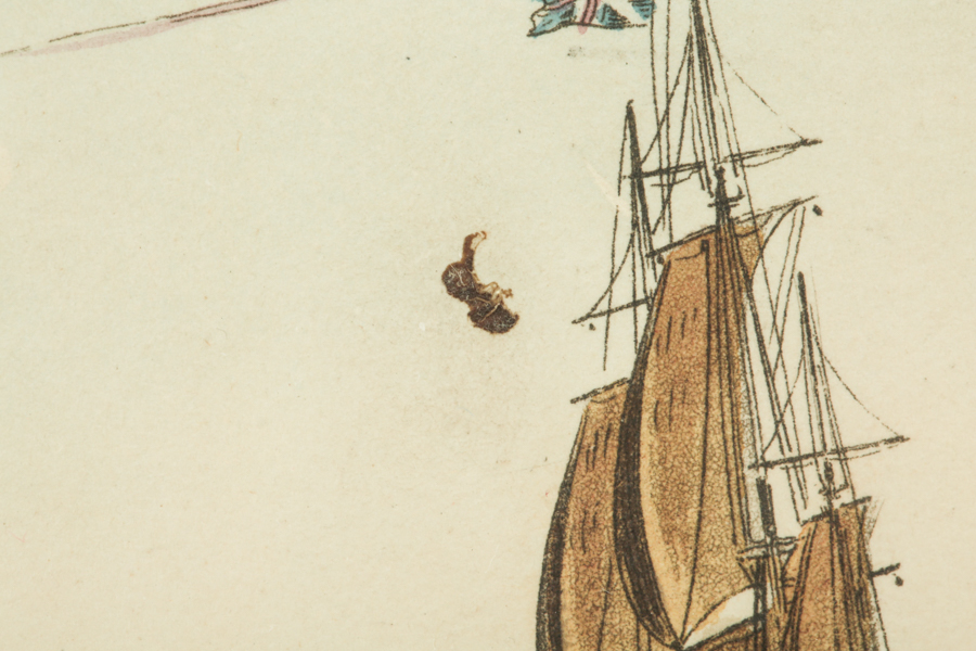 19th-Century Aquatint Print "Battle of the Nile" after Thomas Whitcombe