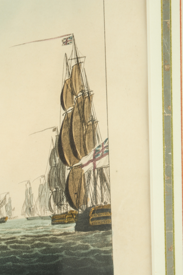 19th-Century Aquatint Print "Battle of the Nile" after Thomas Whitcombe