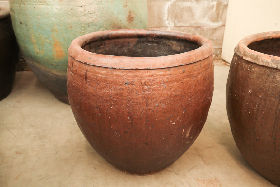 Two Large Rustic Style Ceramic Planters