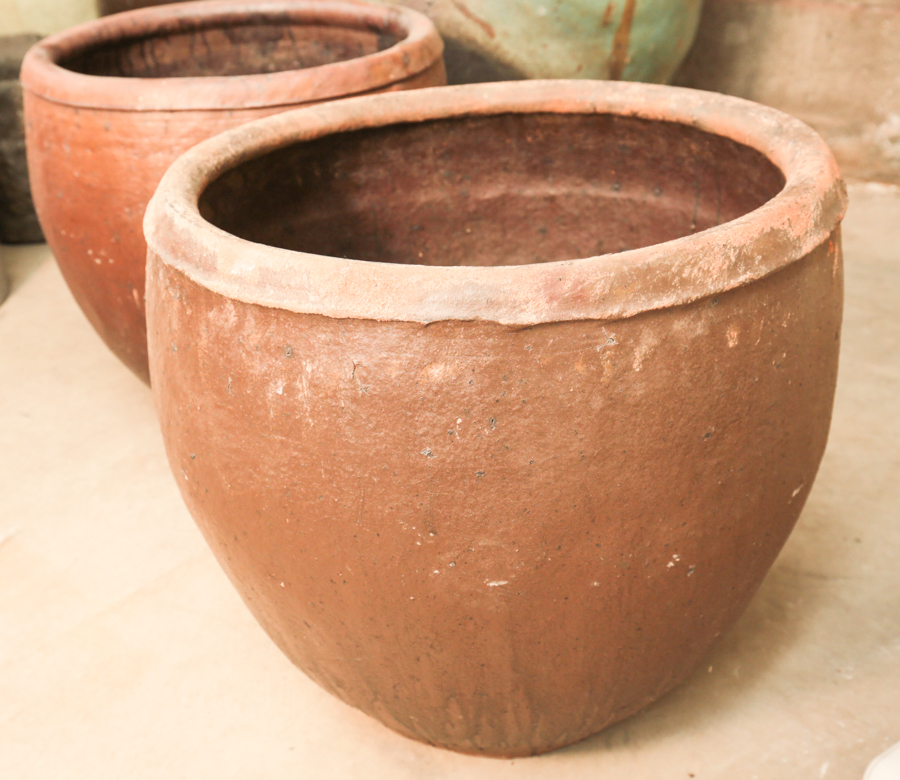 Two Large Rustic Style Ceramic Planters