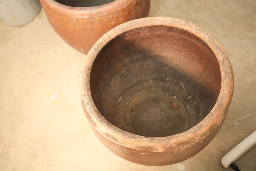 Two Large Rustic Style Ceramic Planters