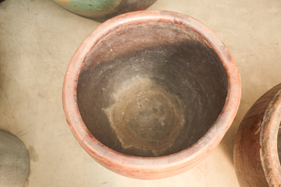 Two Large Rustic Style Ceramic Planters