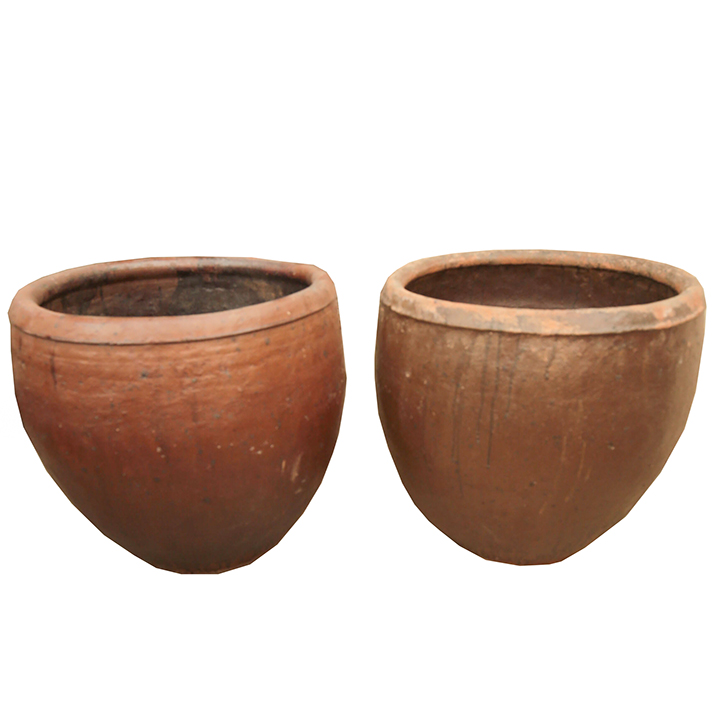 Two Large Rustic Style Ceramic Planters