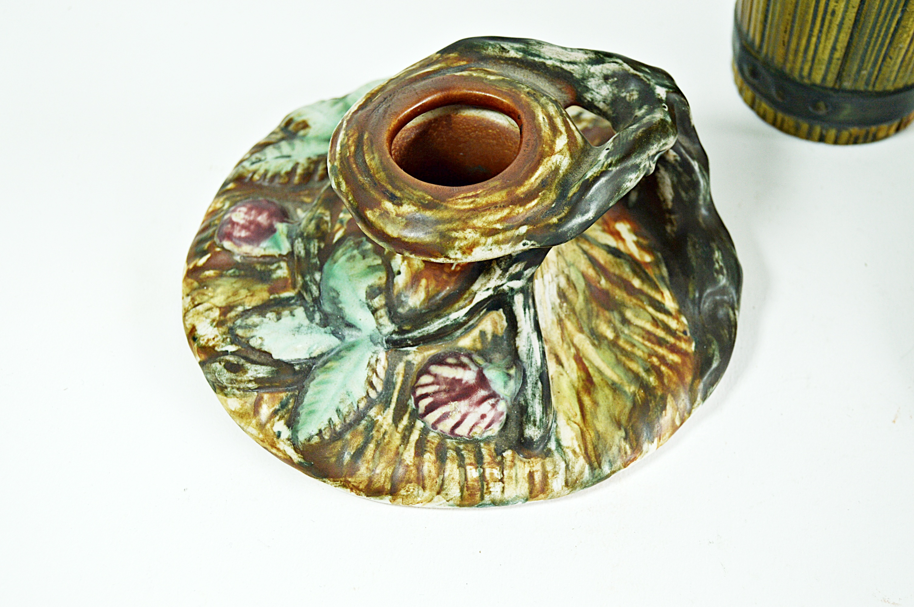 Vintage Weller "Warwick" Candleholders and "Woodrose" Wall Vase