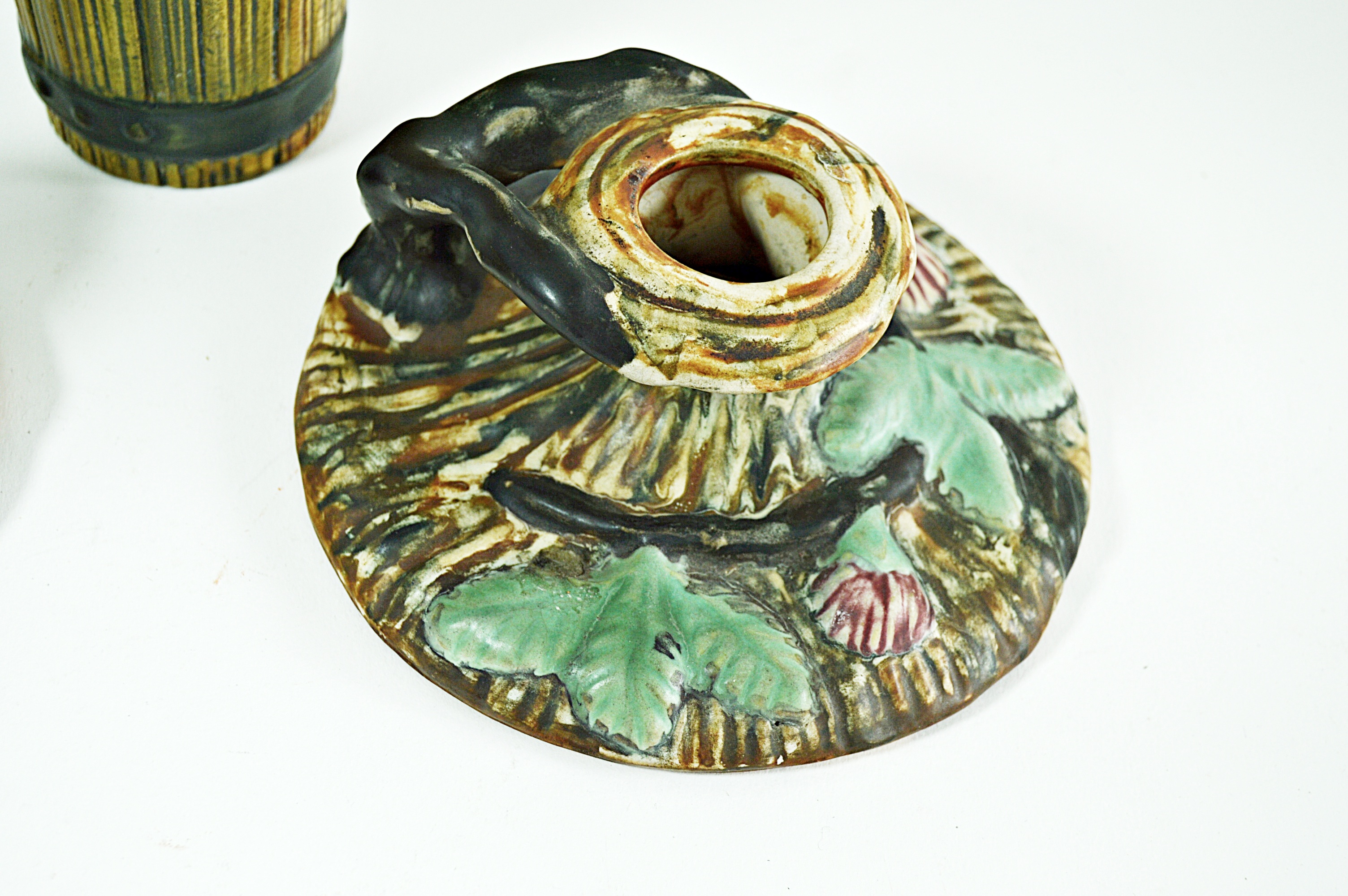 Vintage Weller "Warwick" Candleholders and "Woodrose" Wall Vase