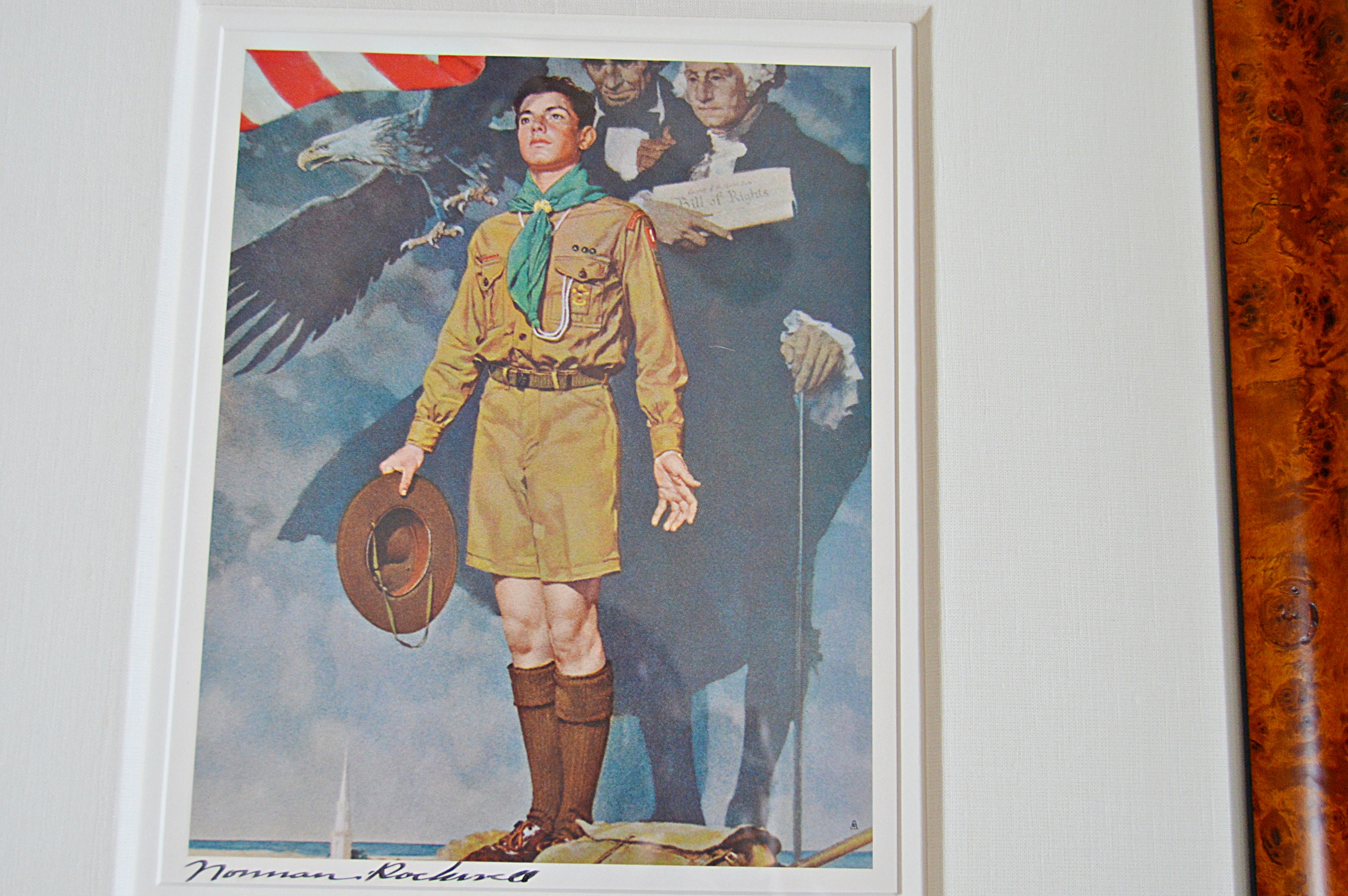 Signed Norman Rockwell Offset Lithographic Print "A Scout is Loyal"