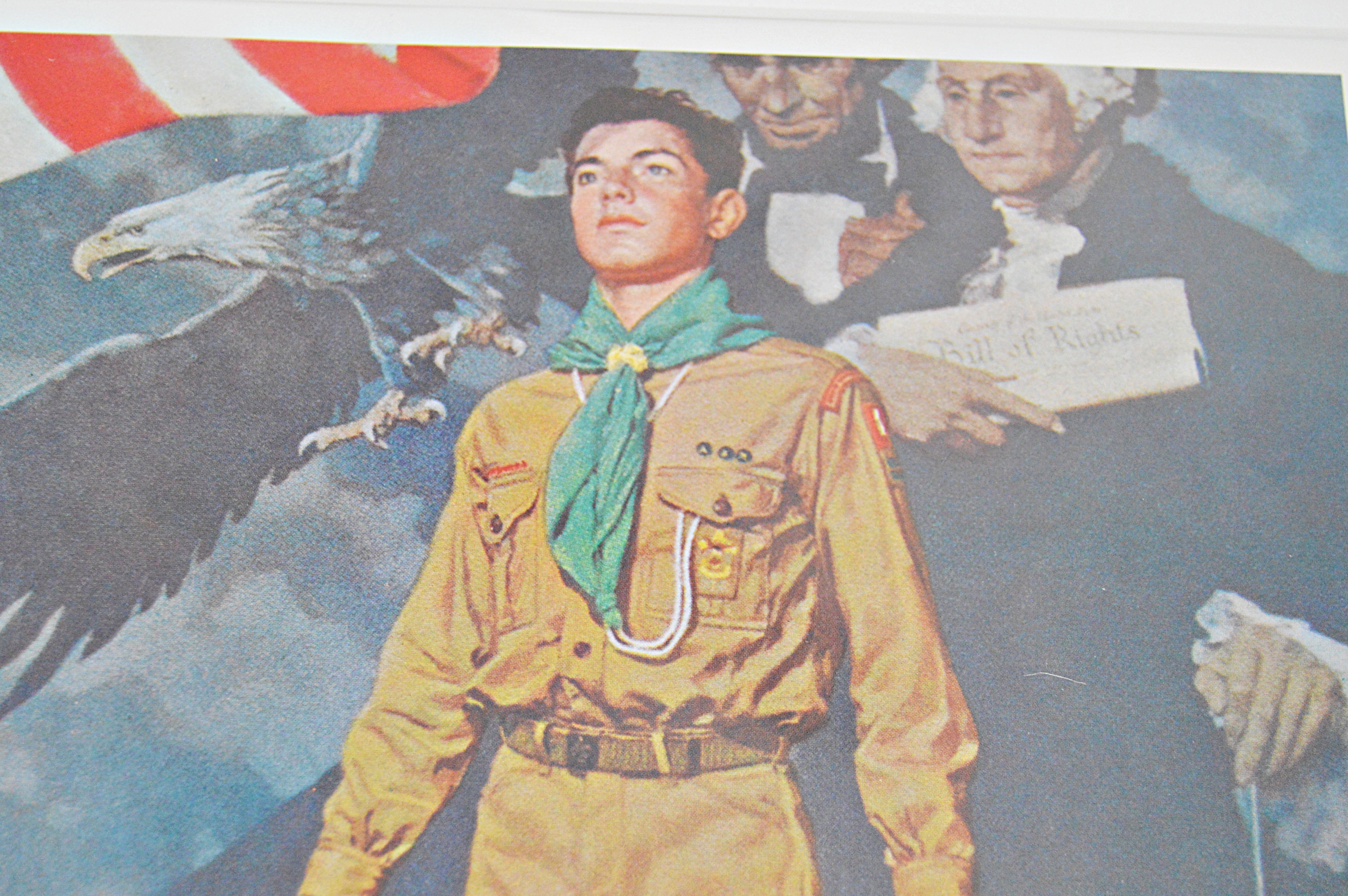 Signed Norman Rockwell Offset Lithographic Print "A Scout is Loyal"