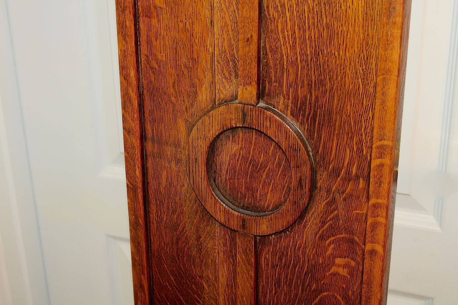 Antique Oak Mirrored Hall Tree Chair with Side Umbrella Stand