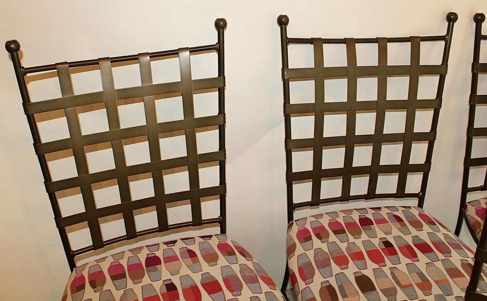 Glass Top Dining Table with Four Wrought Iron Chairs