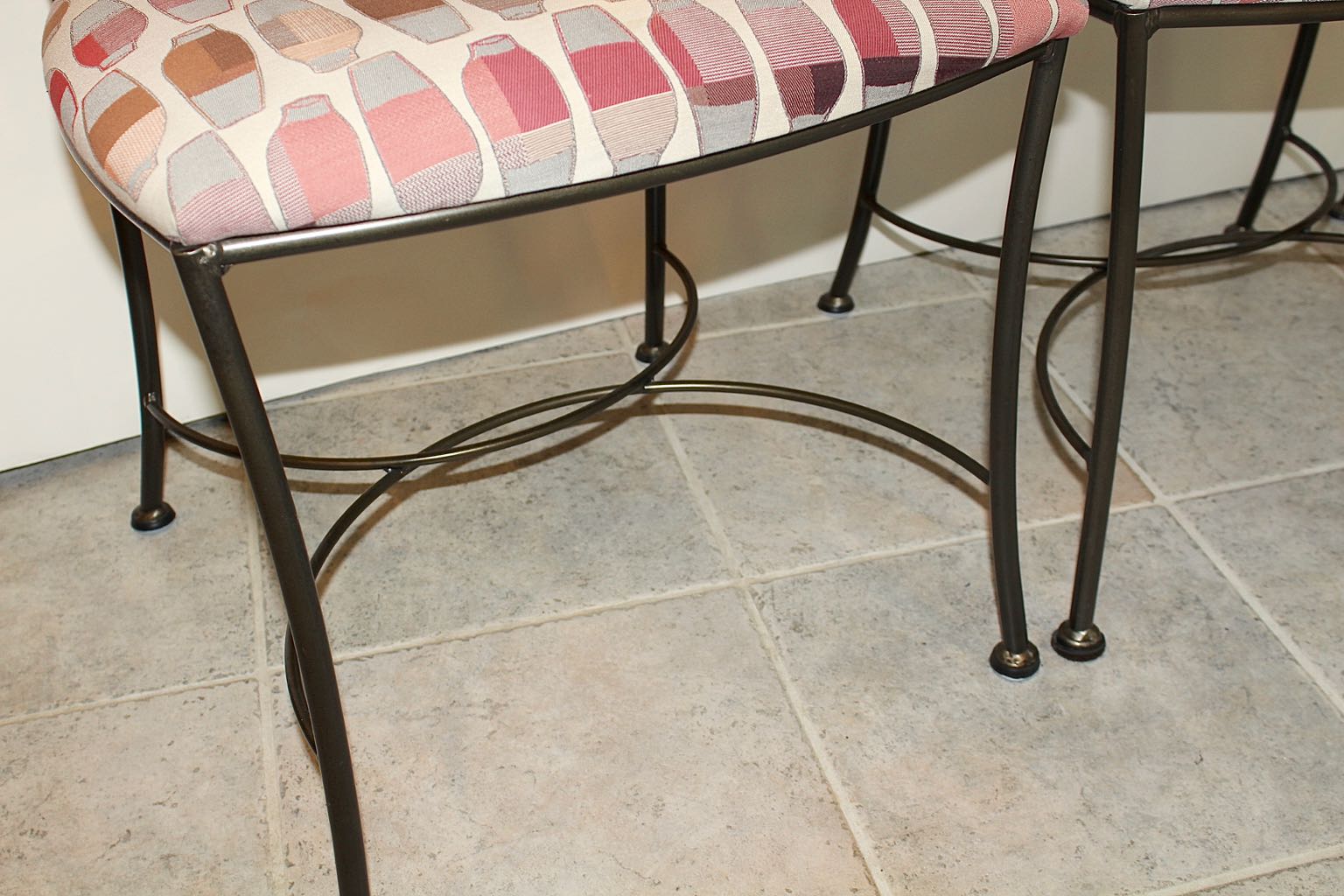 Glass Top Dining Table with Four Wrought Iron Chairs