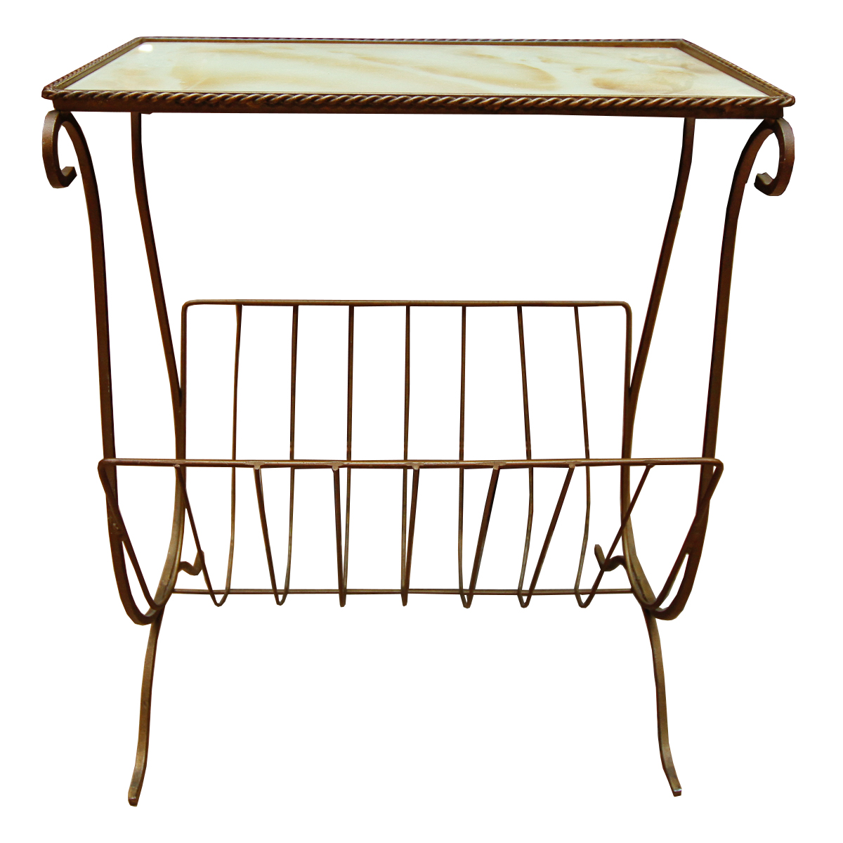 Regency Inspired Faux Marble Top Metal Magazine Rack