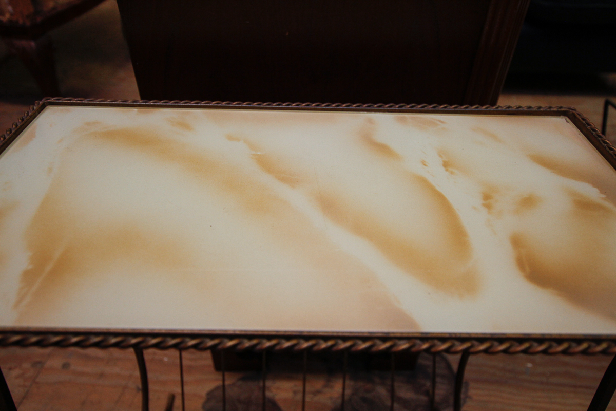 Regency Inspired Faux Marble Top Metal Magazine Rack