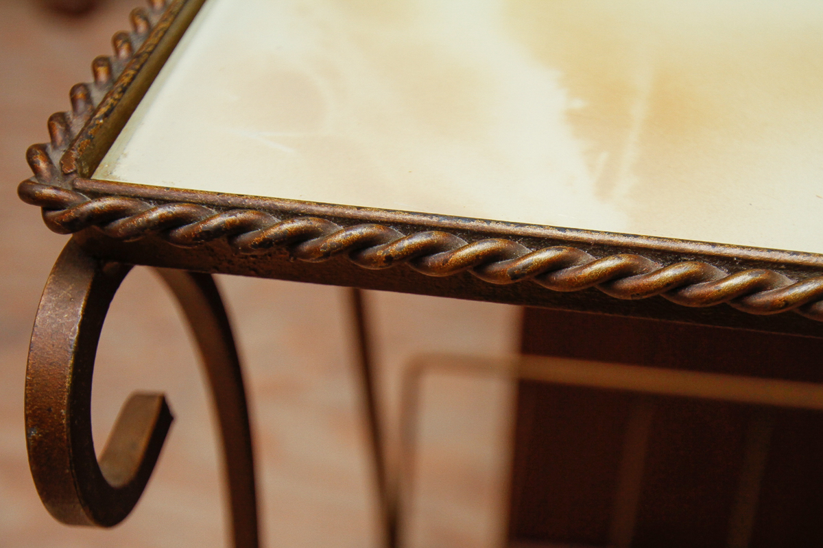 Regency Inspired Faux Marble Top Metal Magazine Rack