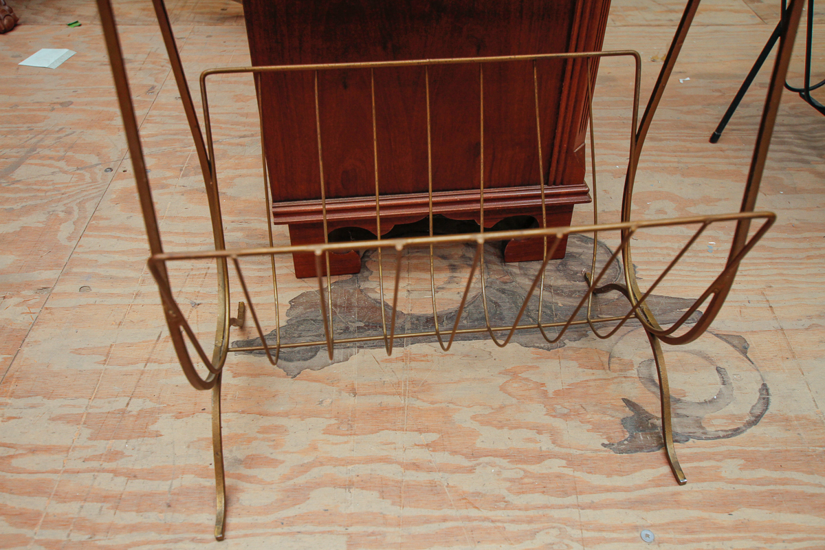 Regency Inspired Faux Marble Top Metal Magazine Rack