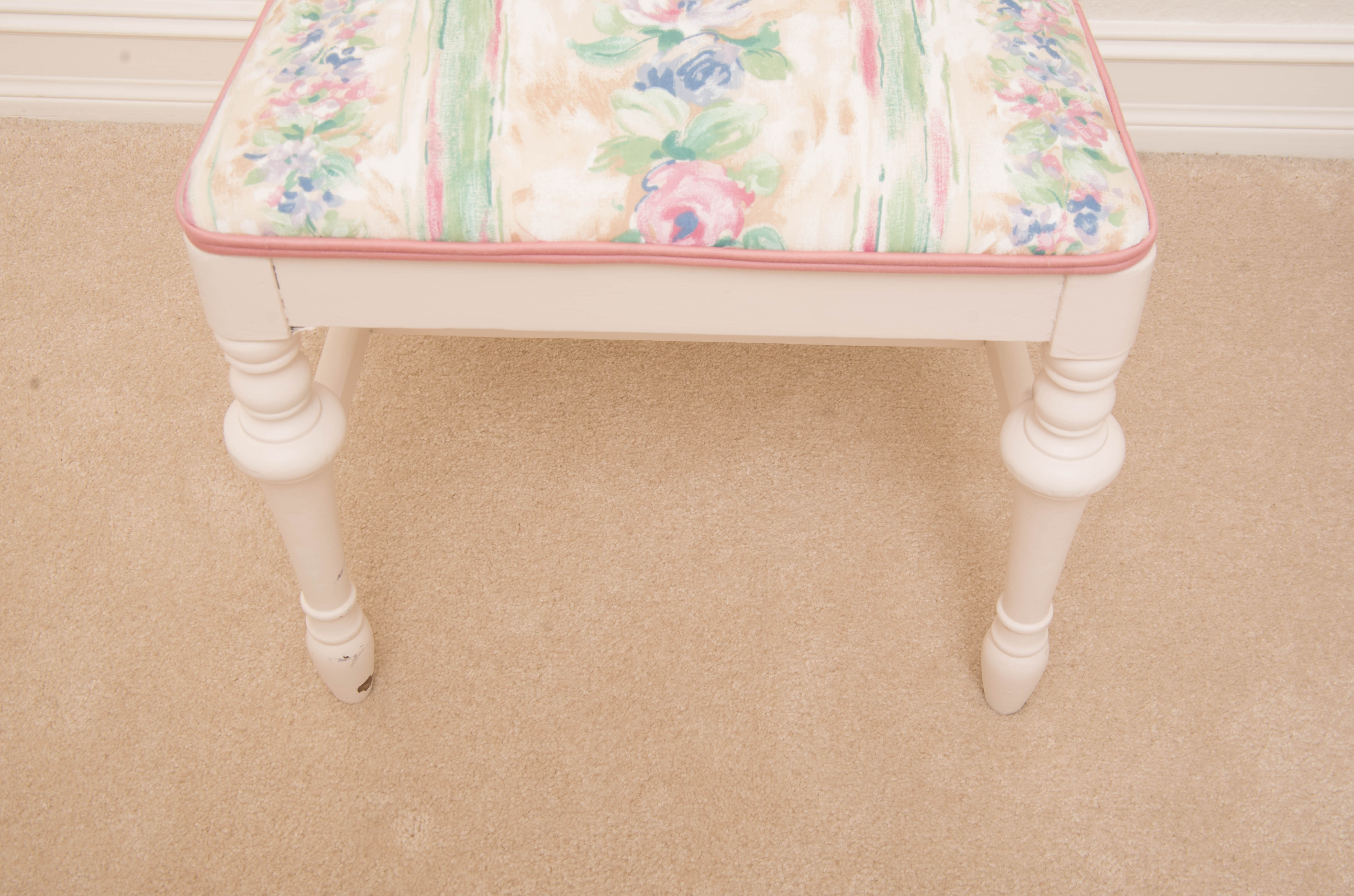 White Painted Side Chair with Hassock