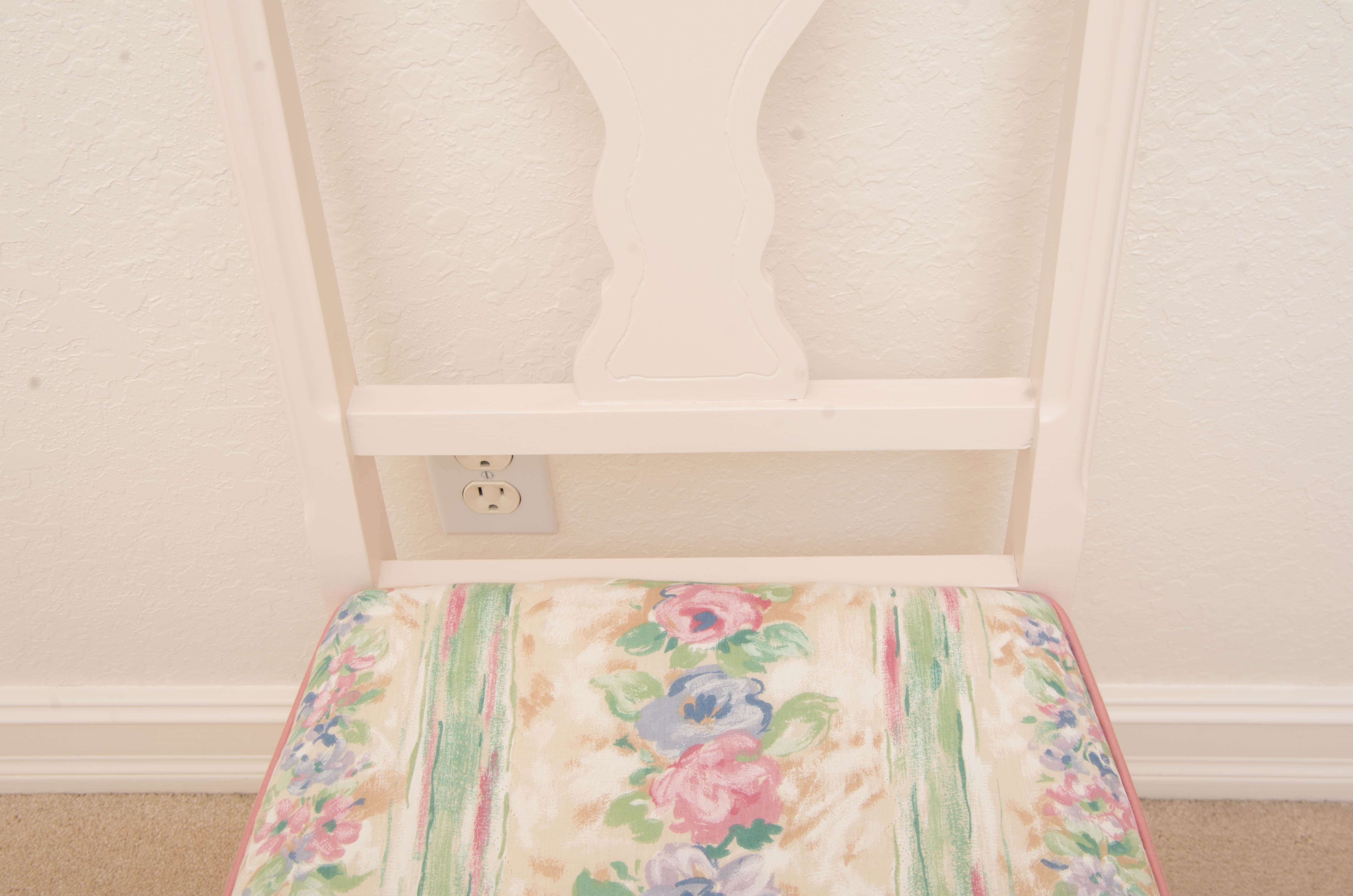 White Painted Side Chair with Hassock