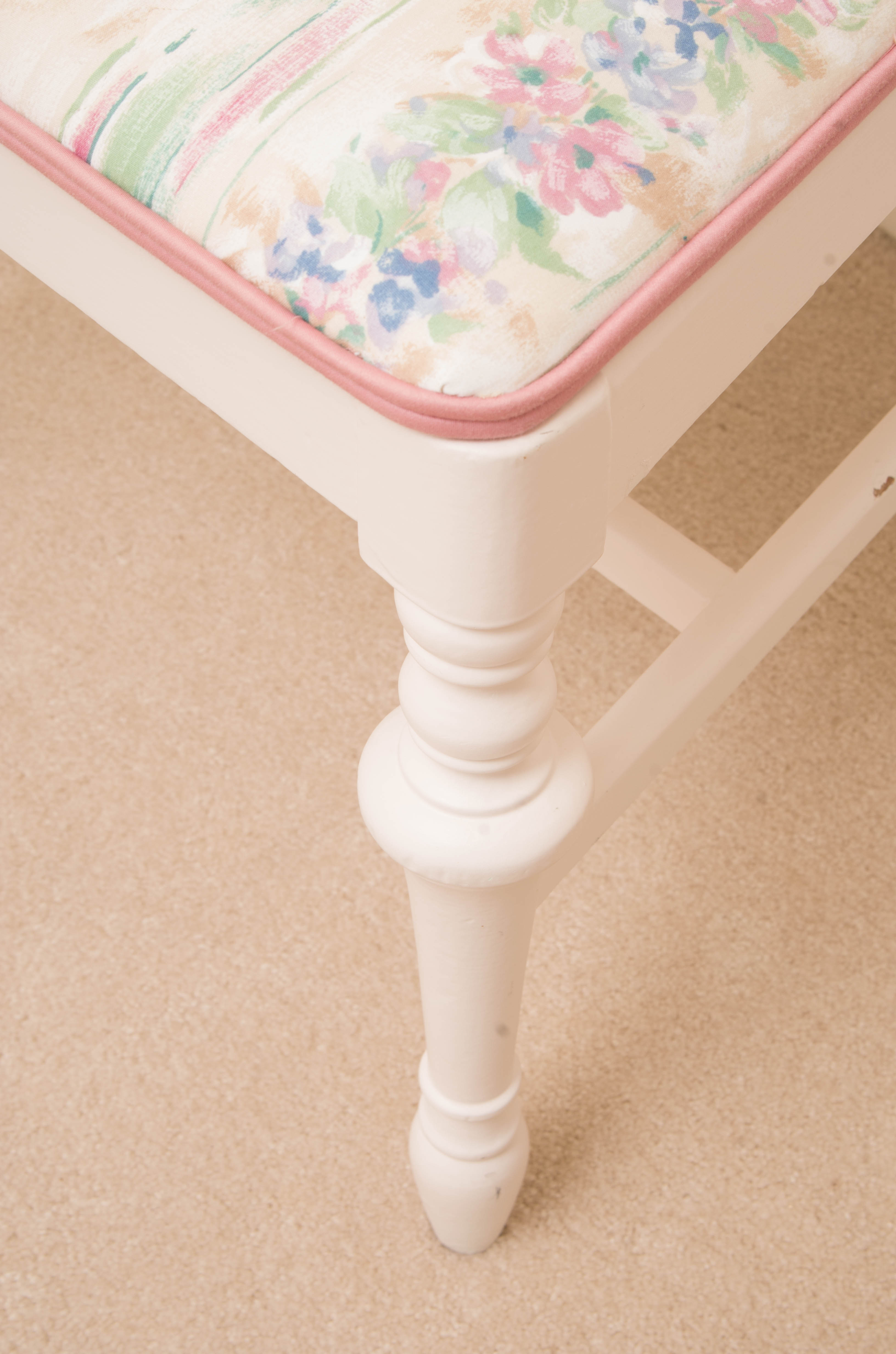 White Painted Side Chair with Hassock