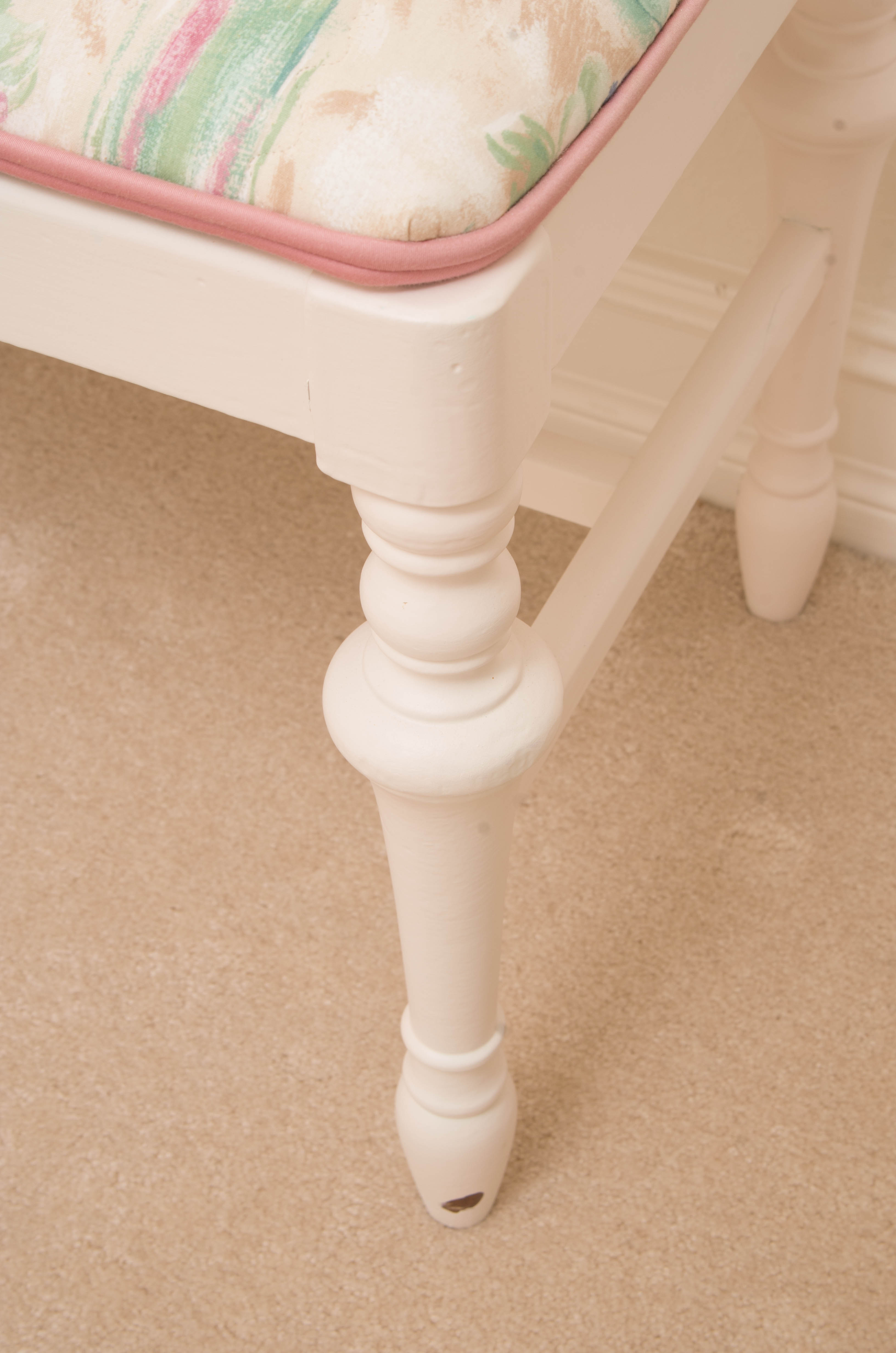 White Painted Side Chair with Hassock