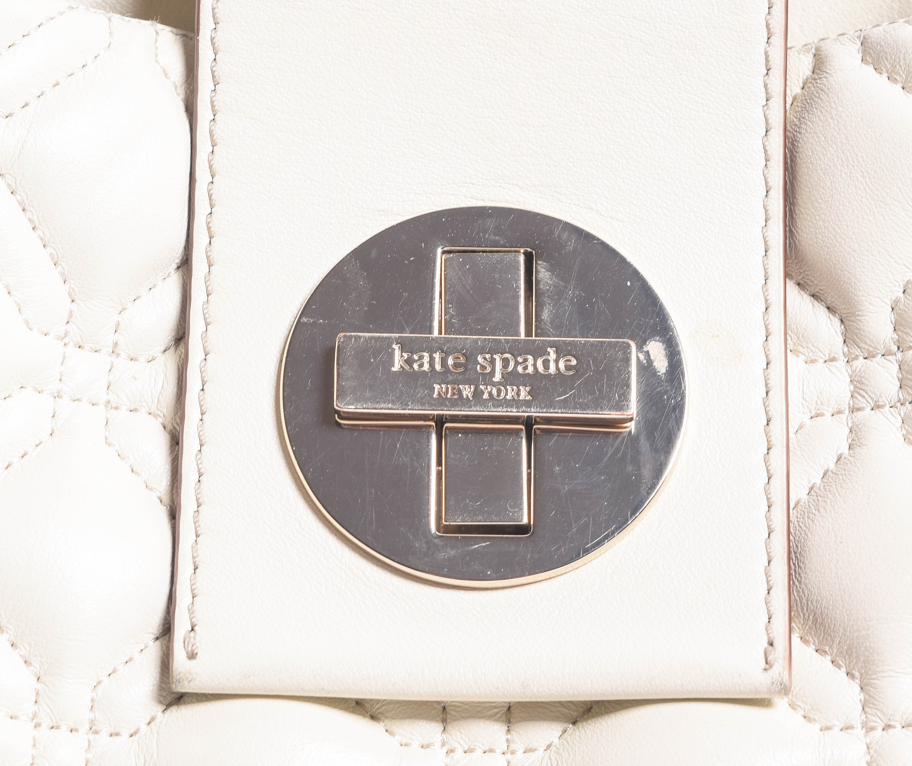 Kate Spade Ivory White Quilted Leather Handbag and Zip Around Wallet