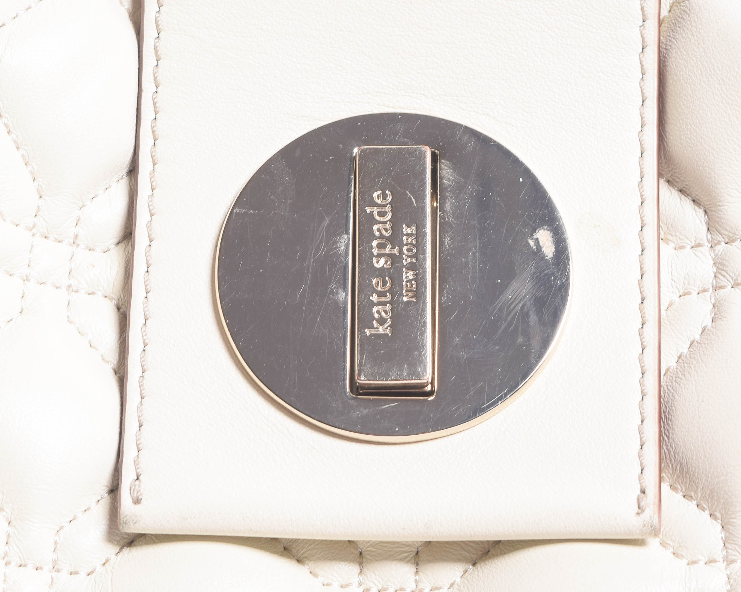 Kate Spade Ivory White Quilted Leather Handbag and Zip Around Wallet