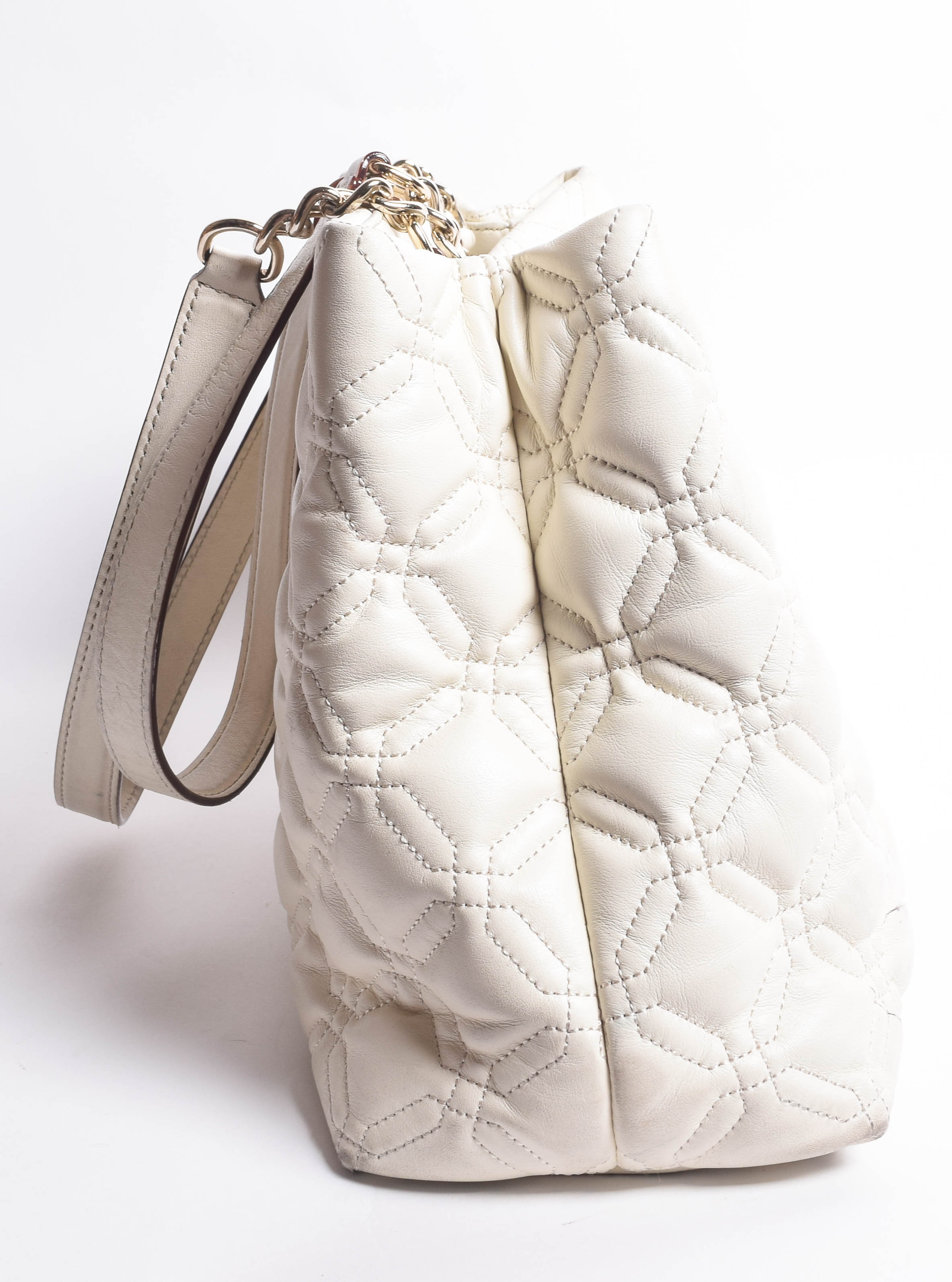 Kate Spade Ivory White Quilted Leather Handbag and Zip Around Wallet