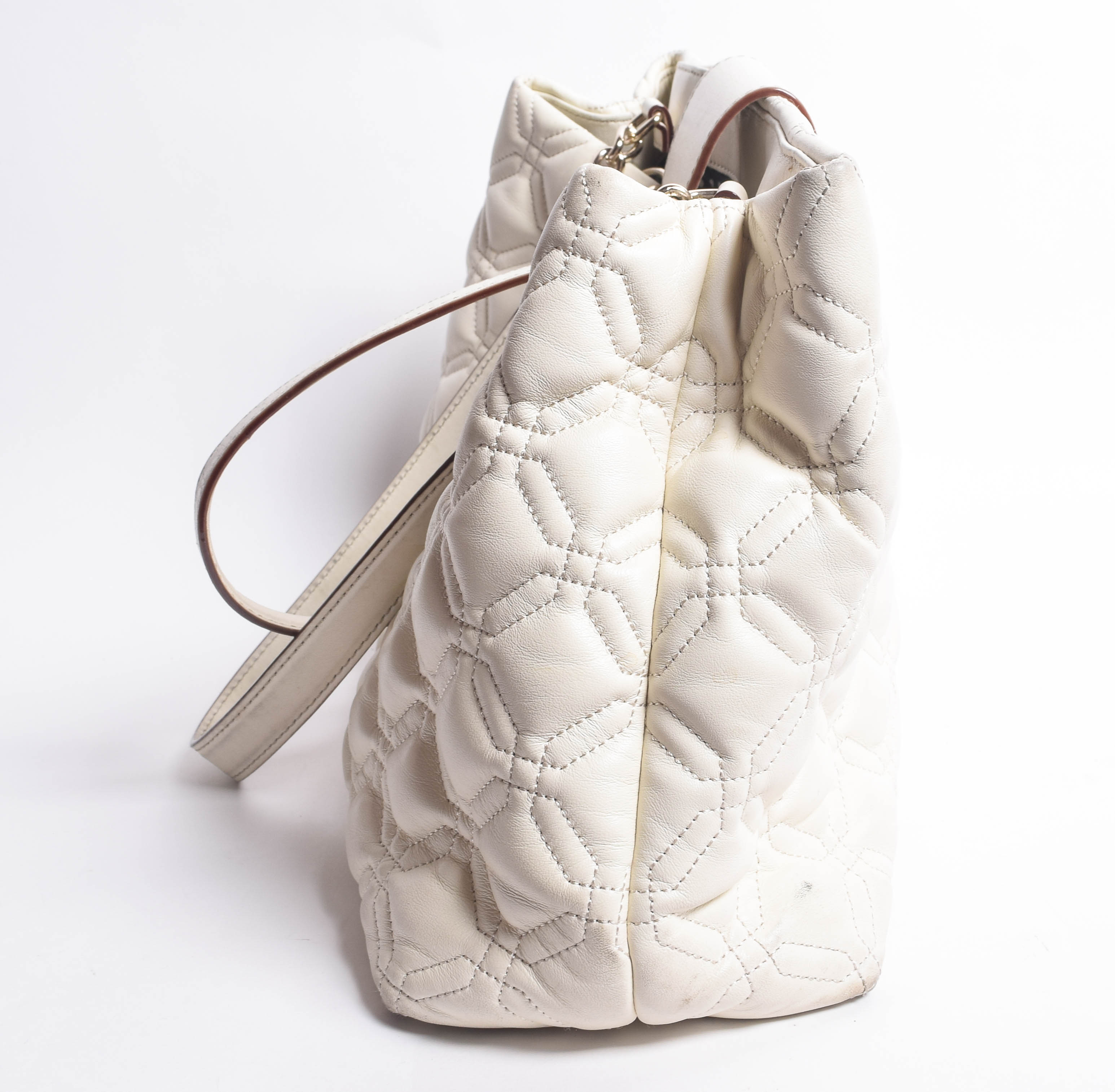 Kate Spade Ivory White Quilted Leather Handbag and Zip Around Wallet