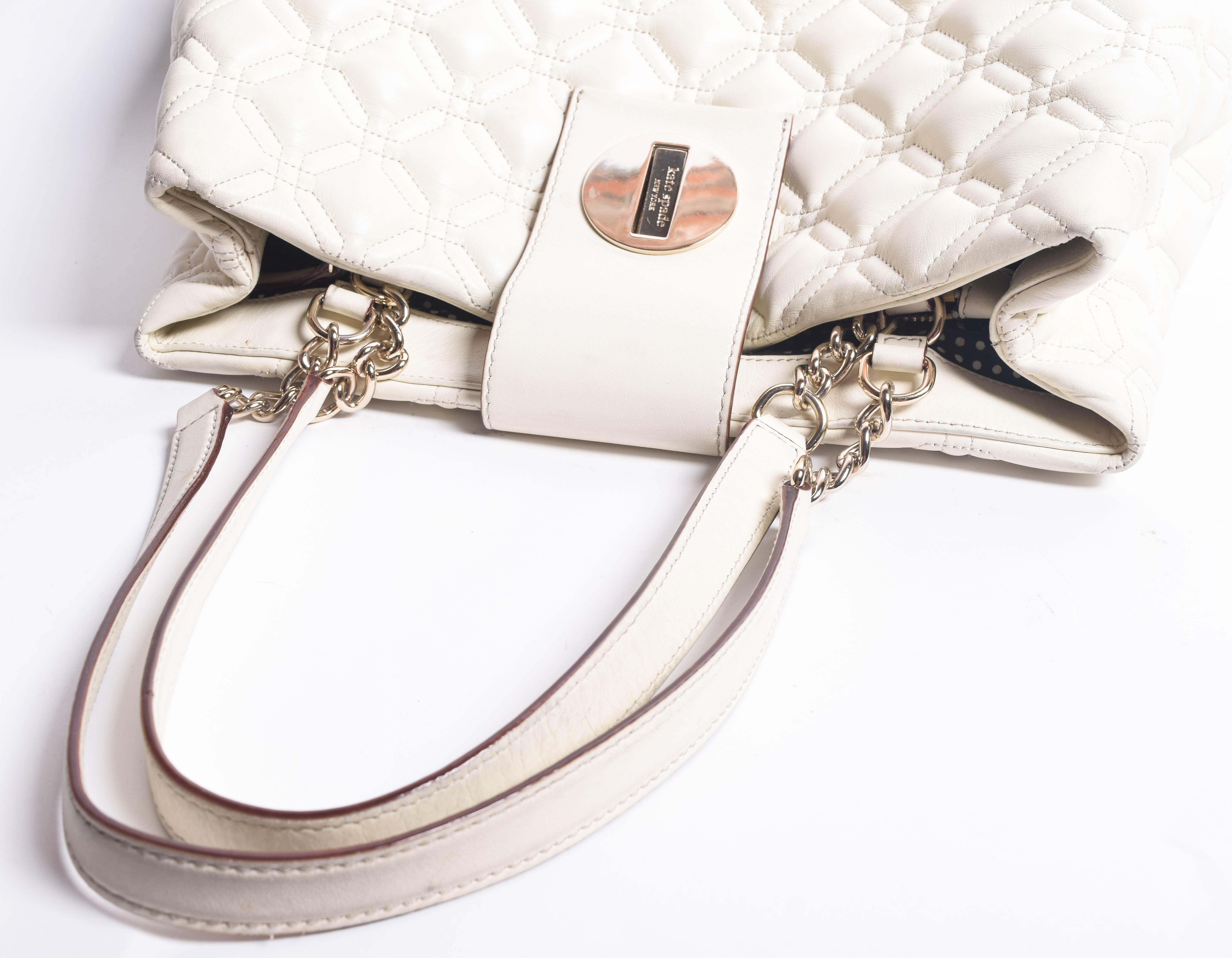 Kate Spade Ivory White Quilted Leather Handbag and Zip Around Wallet