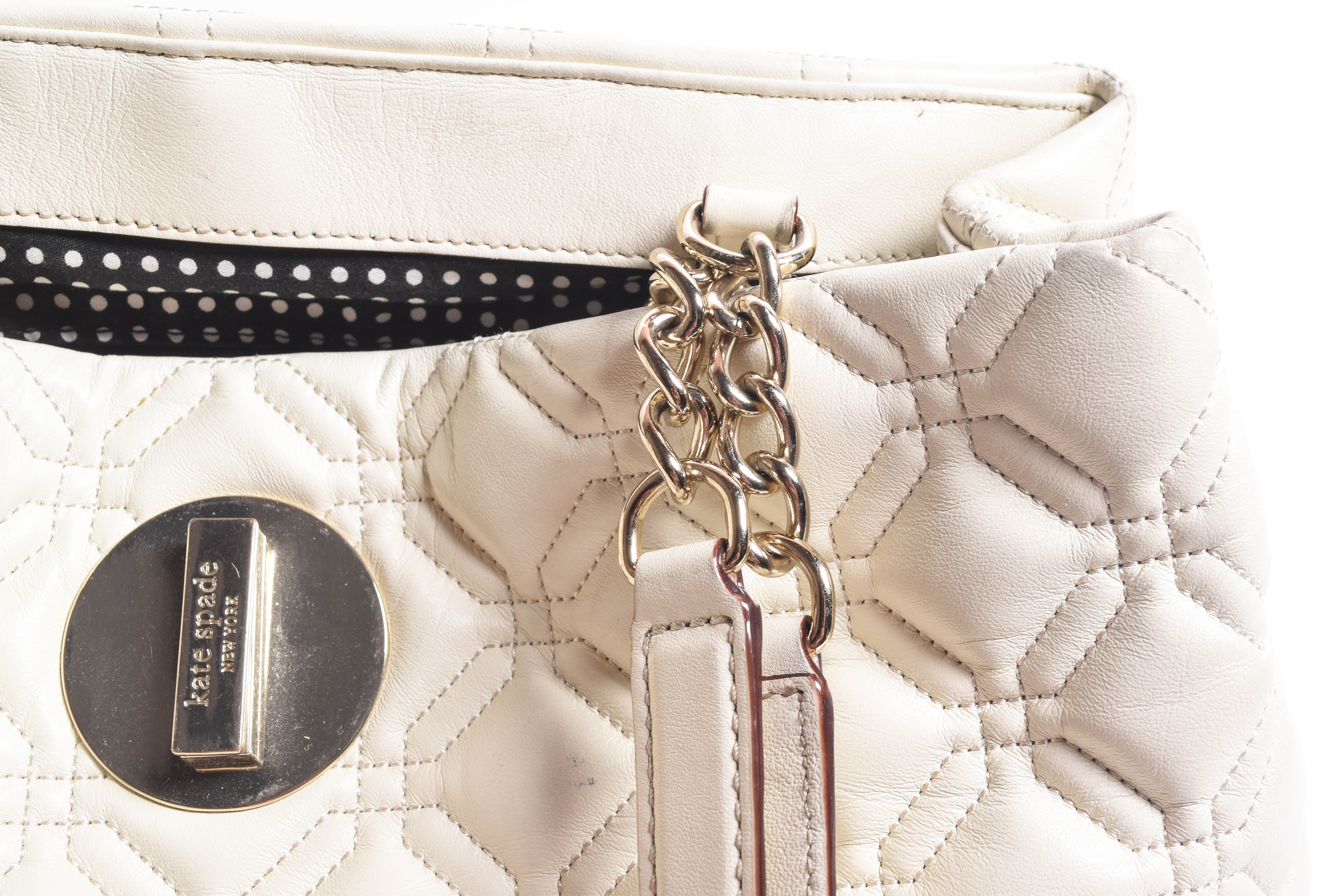 Kate Spade Ivory White Quilted Leather Handbag and Zip Around Wallet