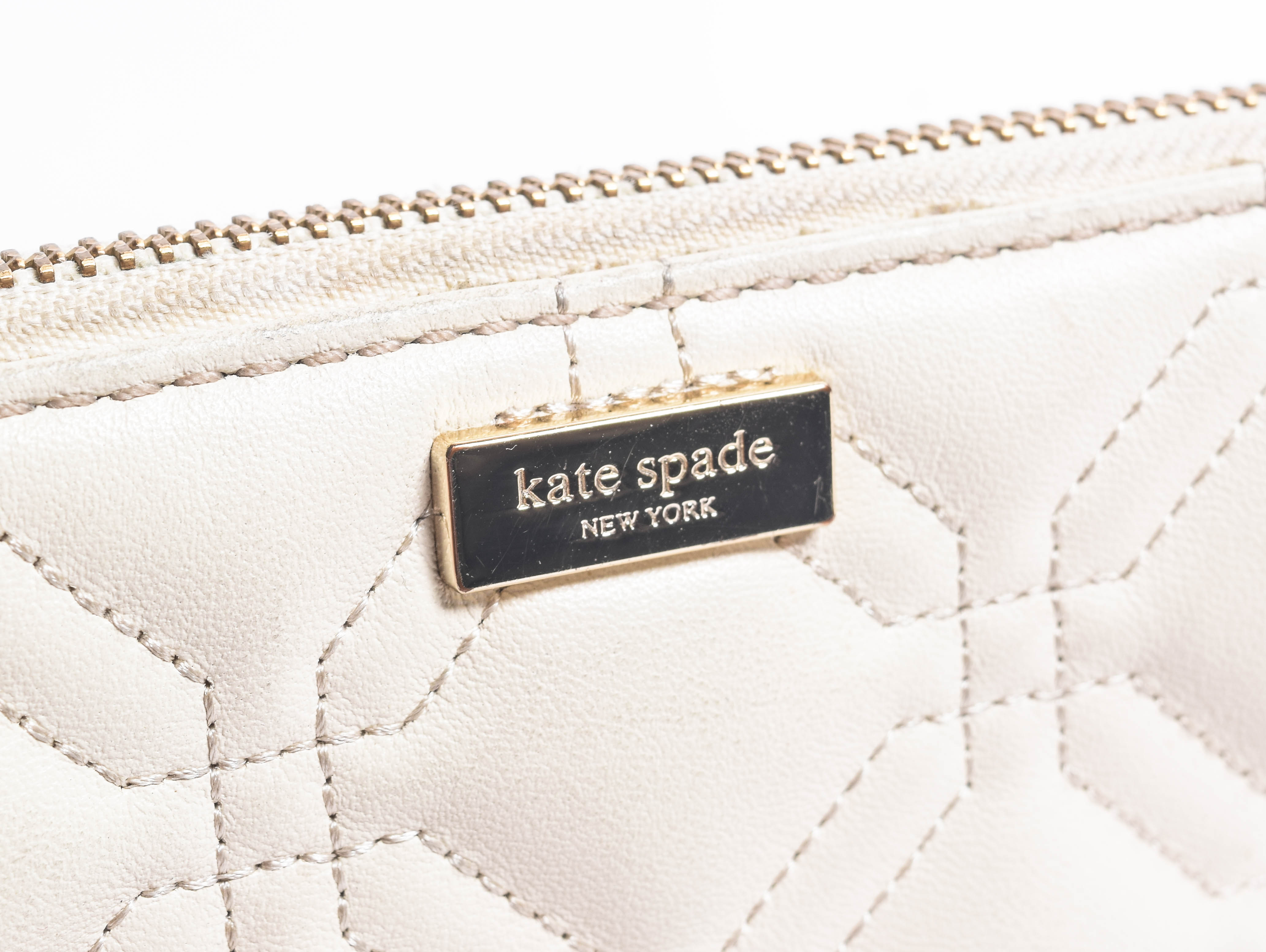Kate Spade Ivory White Quilted Leather Handbag and Zip Around Wallet