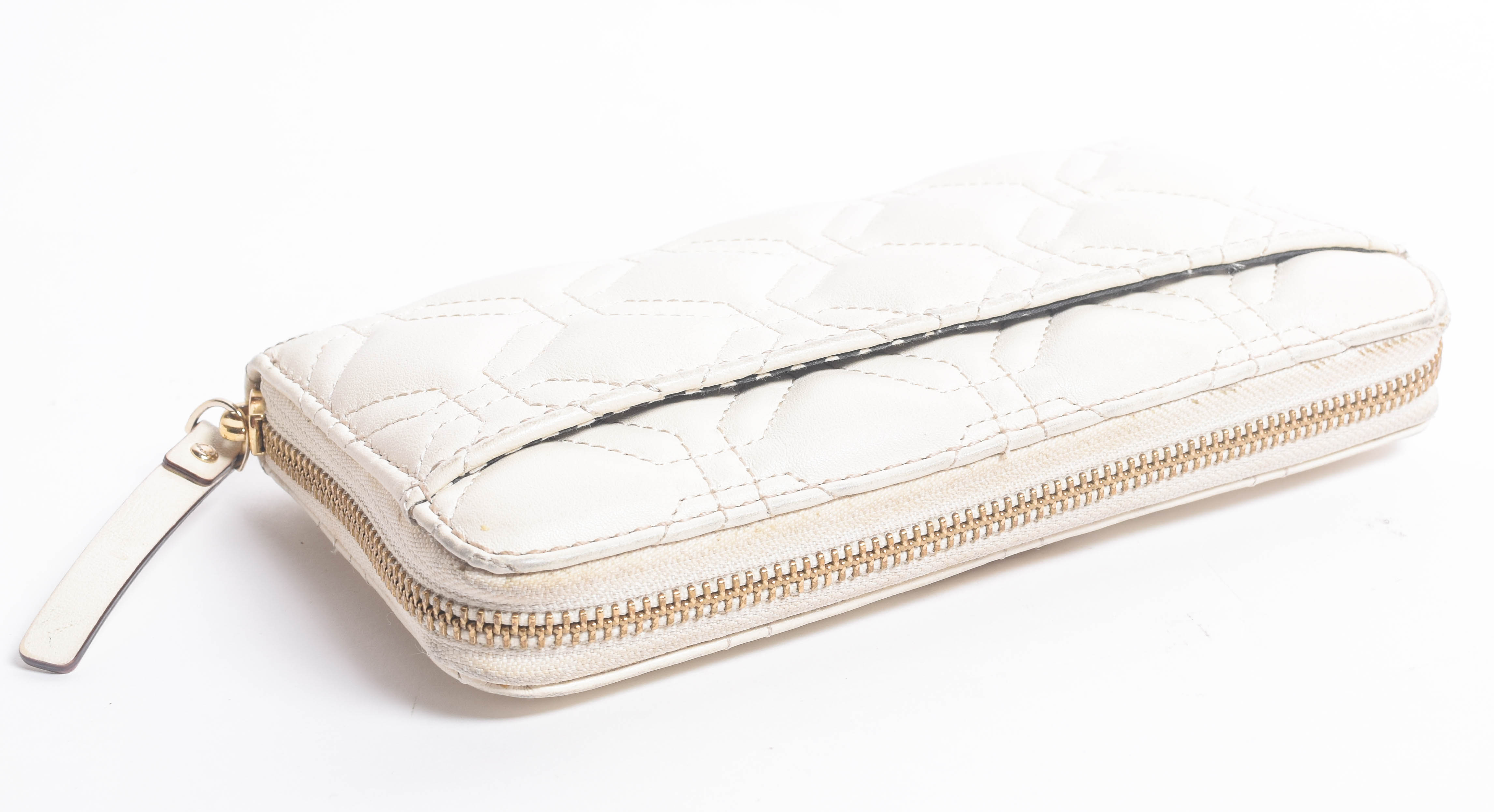 Kate Spade Ivory White Quilted Leather Handbag and Zip Around Wallet