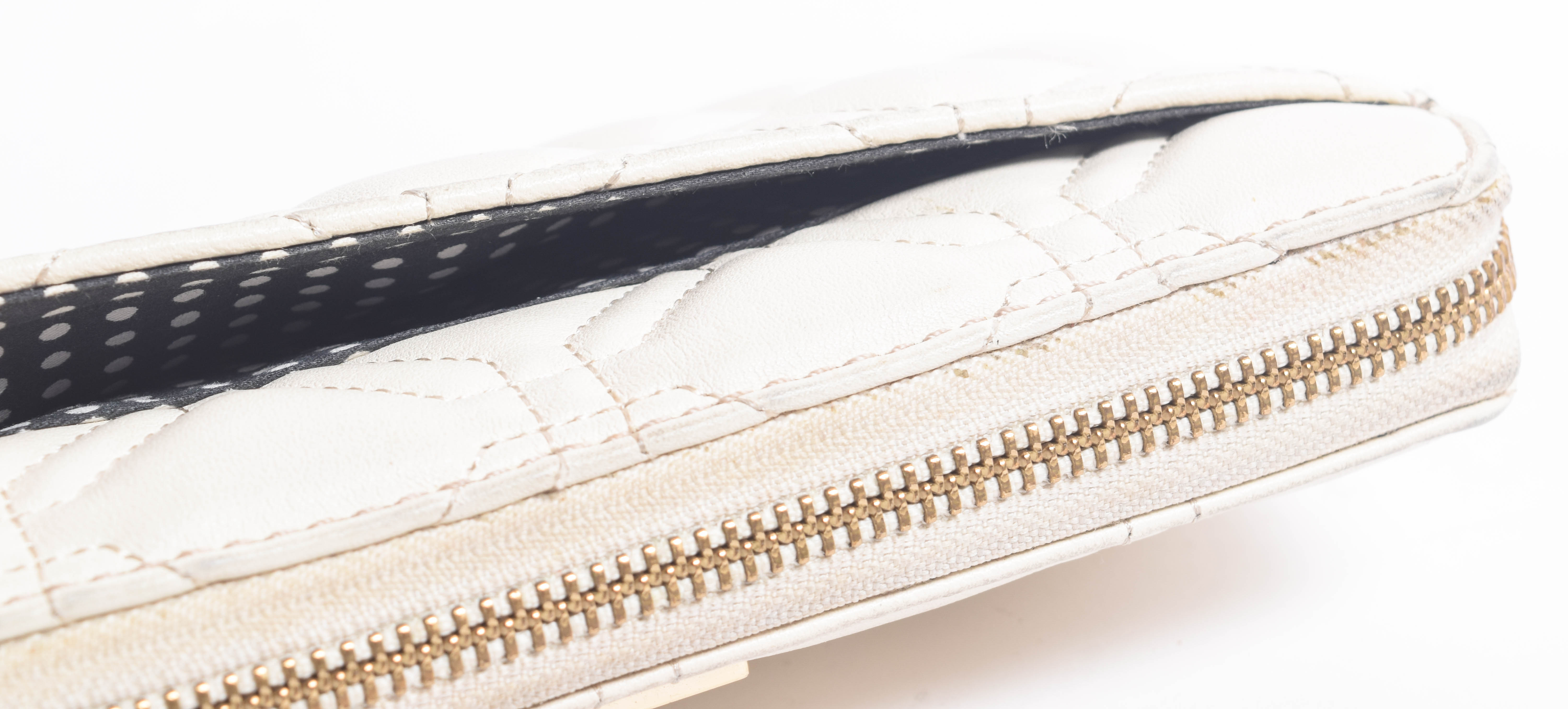 Kate Spade Ivory White Quilted Leather Handbag and Zip Around Wallet