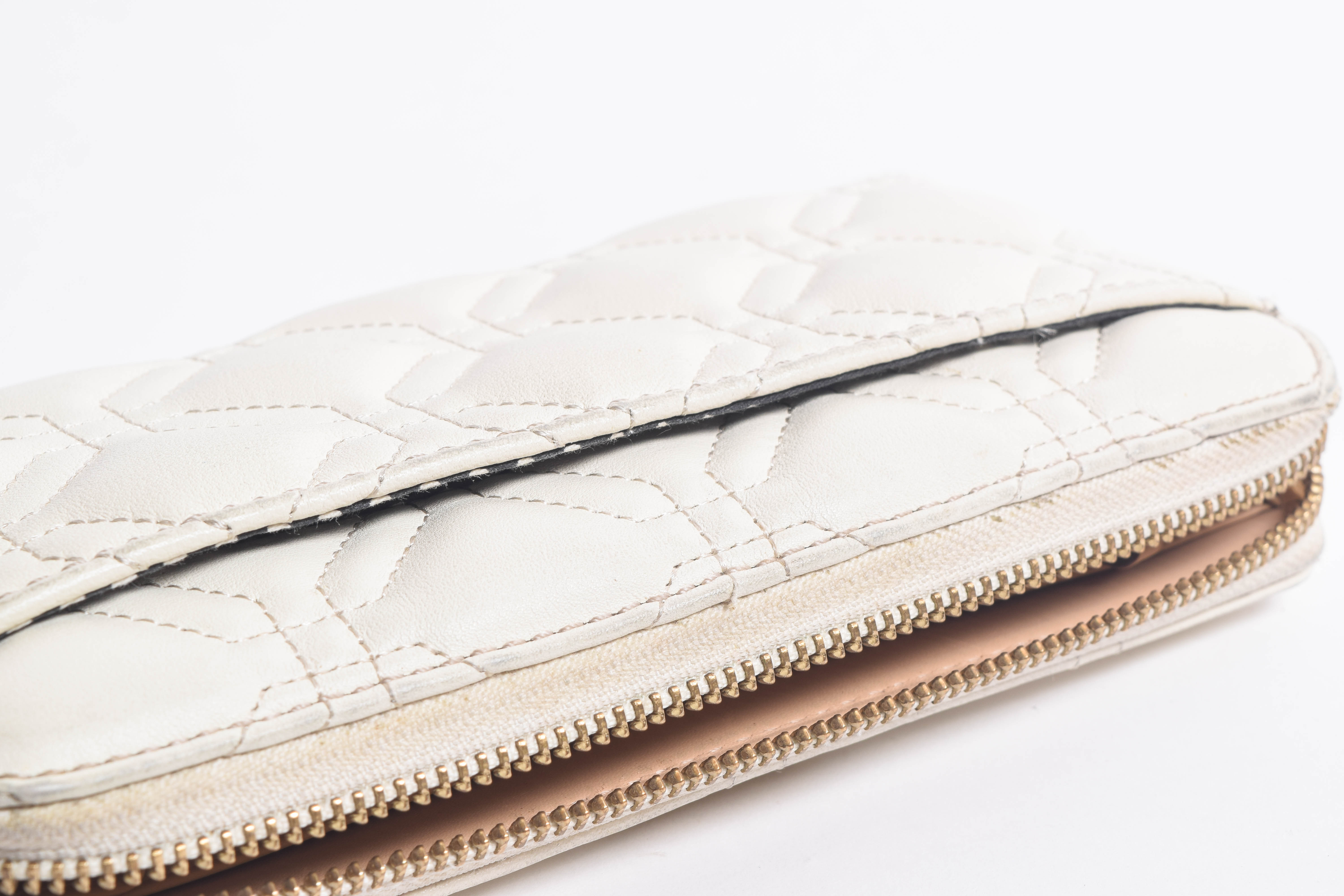 Kate Spade Ivory White Quilted Leather Handbag and Zip Around Wallet