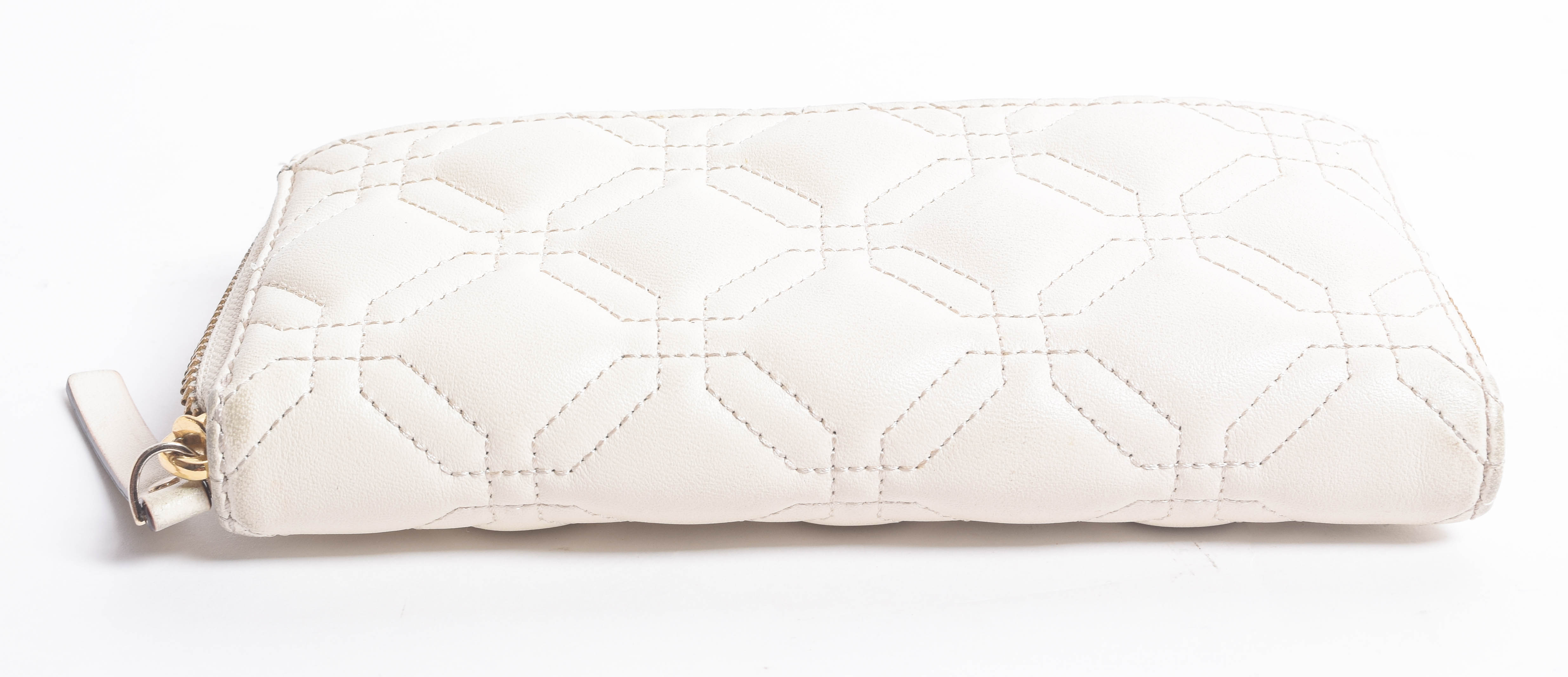Kate Spade Ivory White Quilted Leather Handbag and Zip Around Wallet