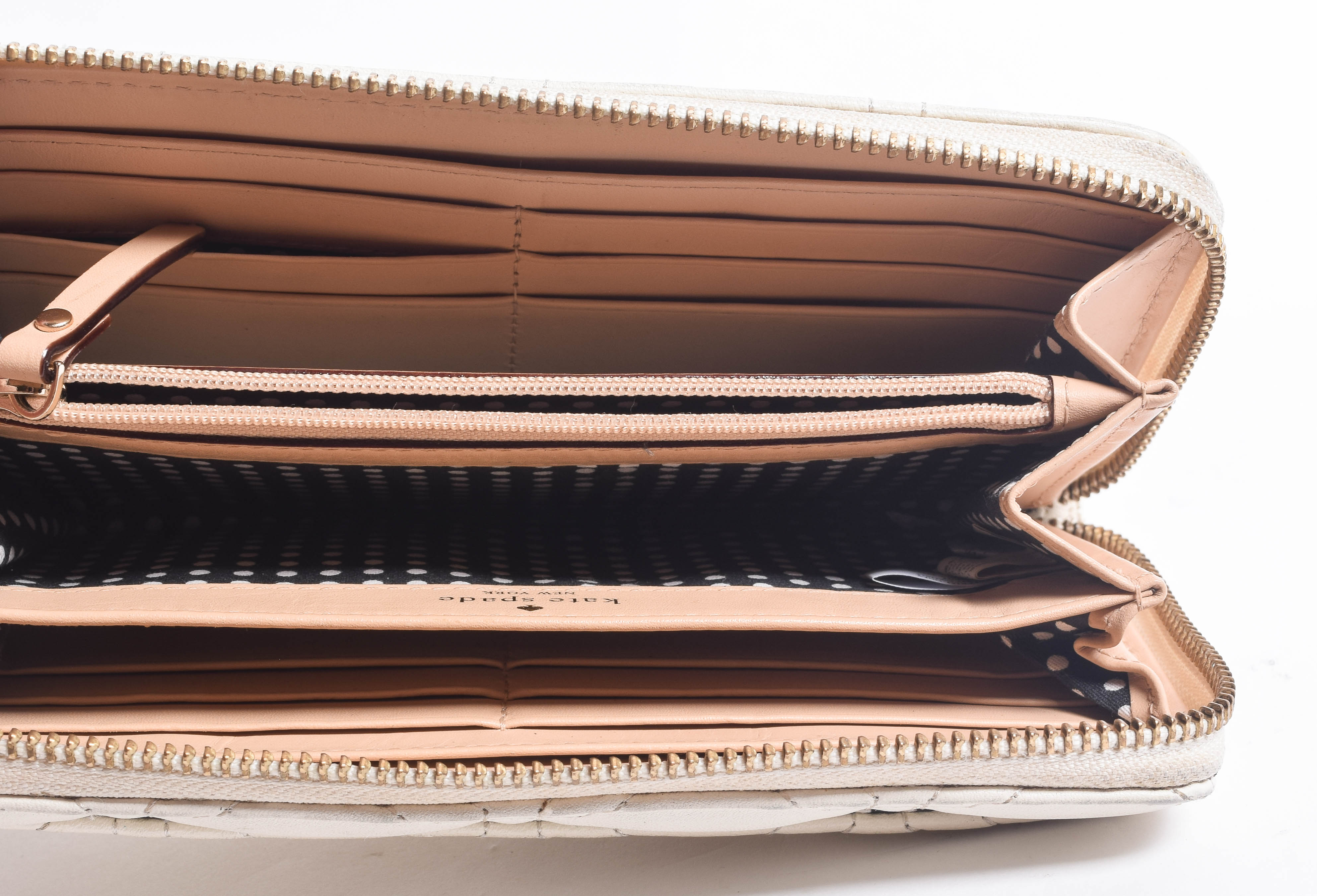 Kate Spade Ivory White Quilted Leather Handbag and Zip Around Wallet