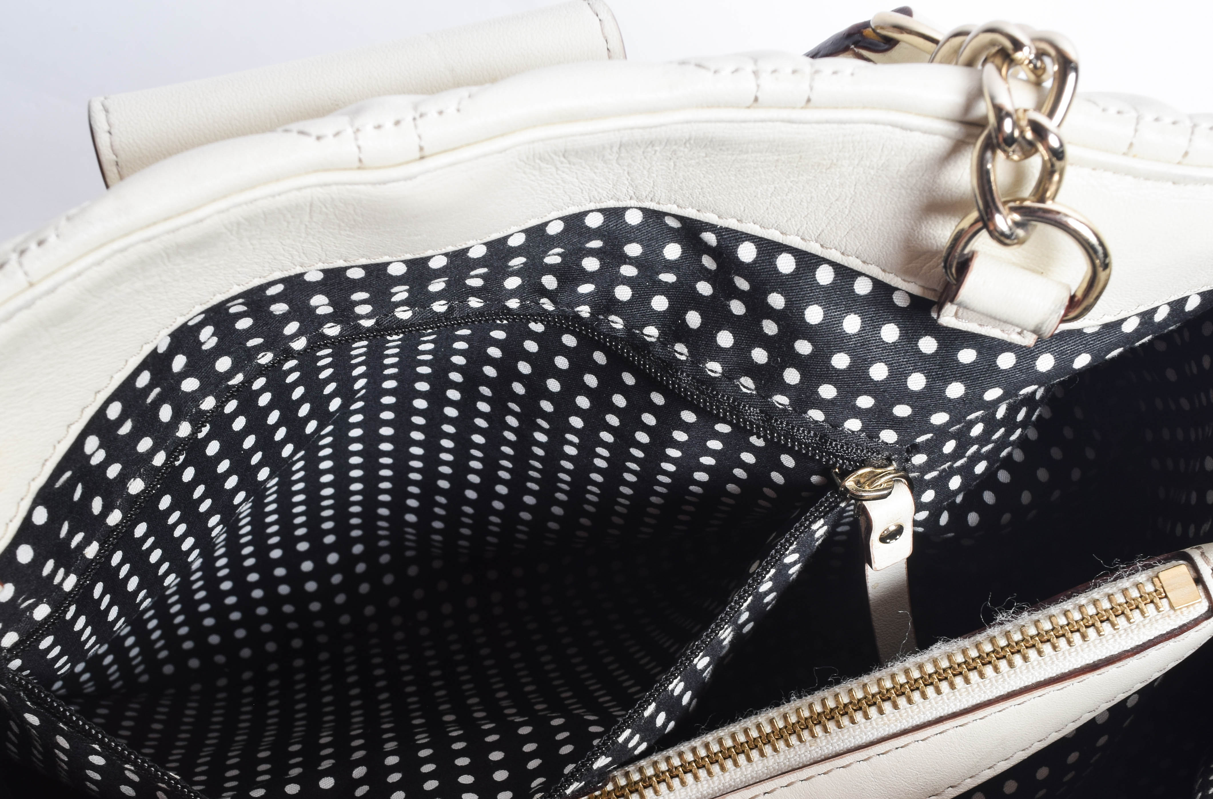 Kate Spade Ivory White Quilted Leather Handbag and Zip Around Wallet