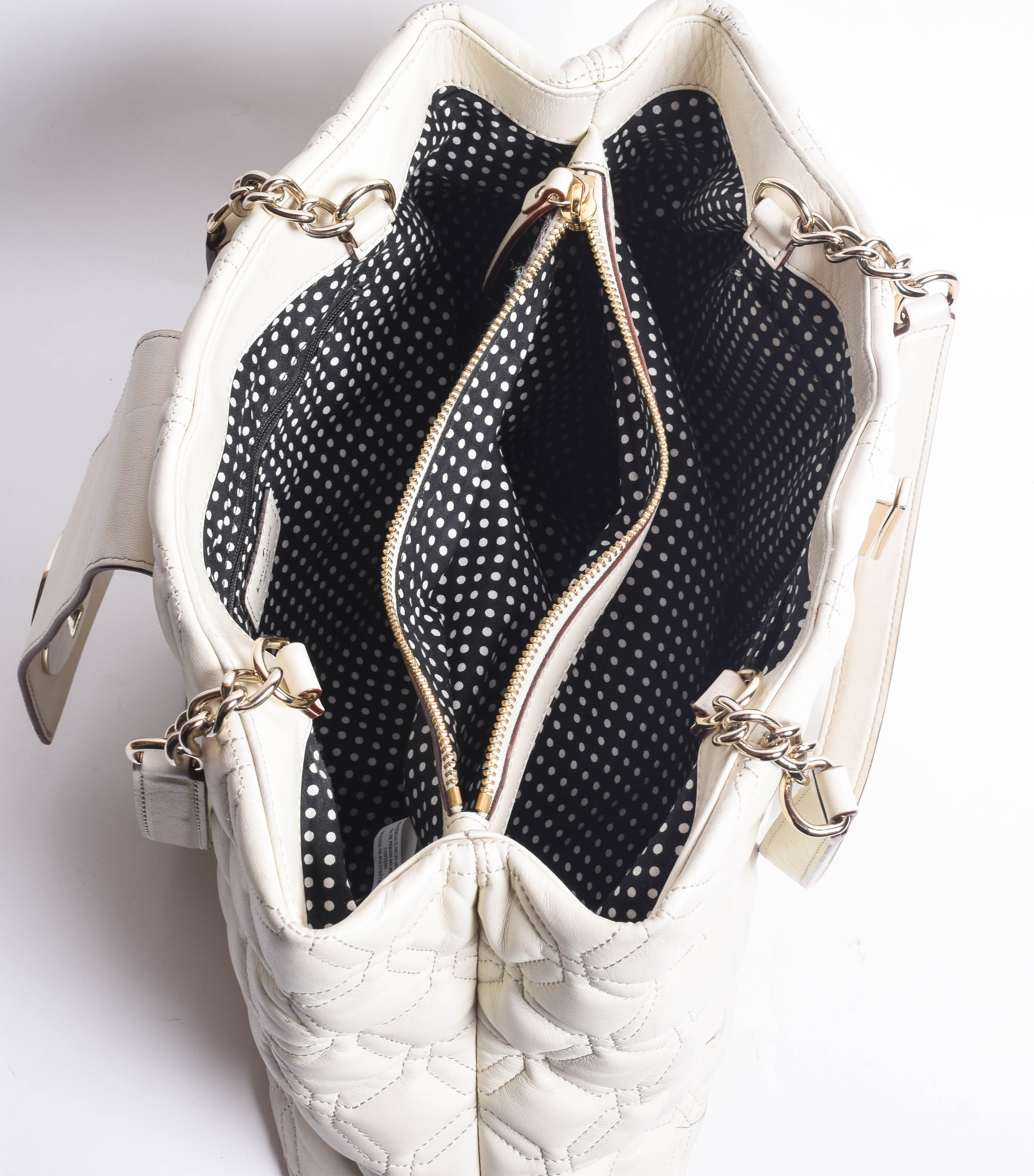 Kate Spade Ivory White Quilted Leather Handbag and Zip Around Wallet