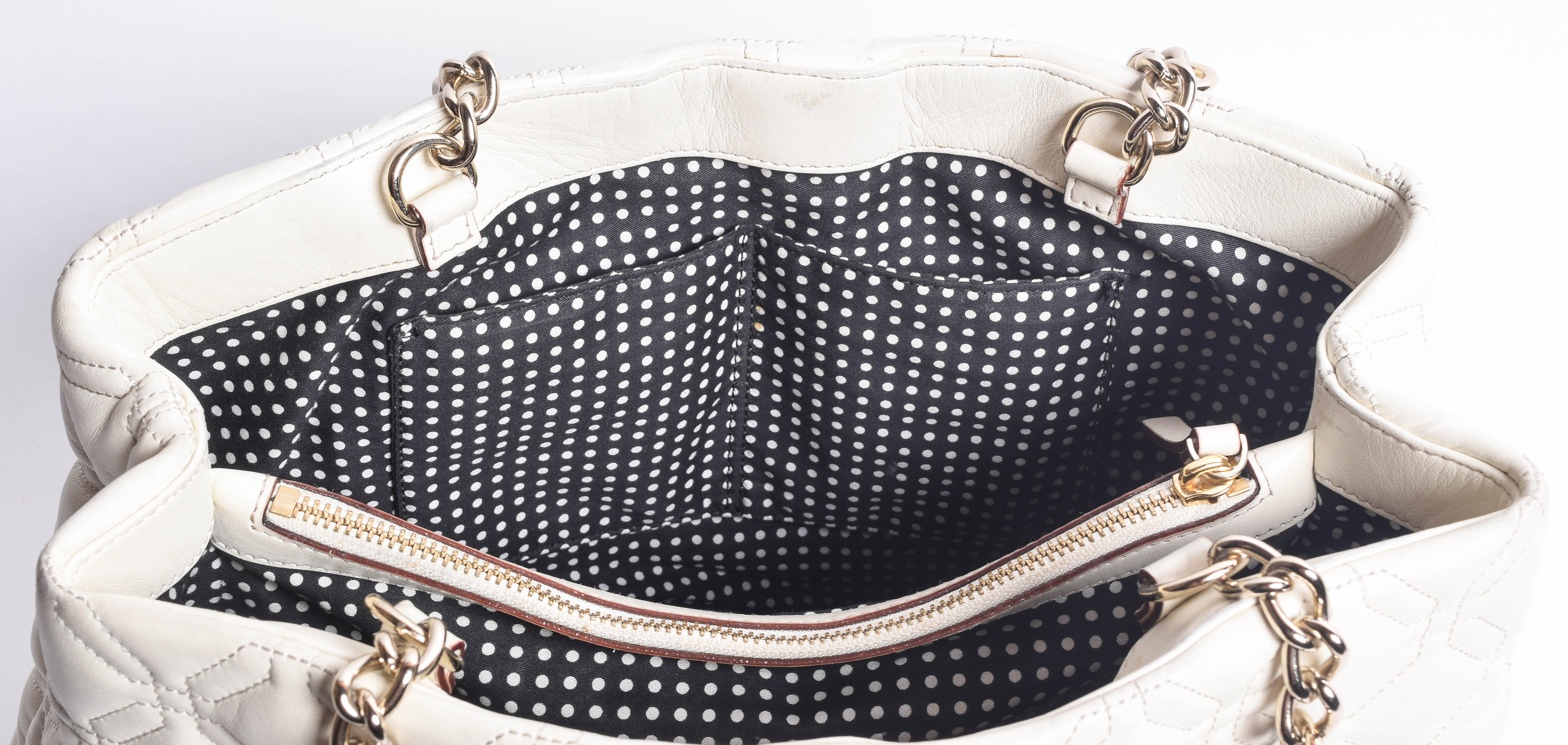 Kate Spade Ivory White Quilted Leather Handbag and Zip Around Wallet