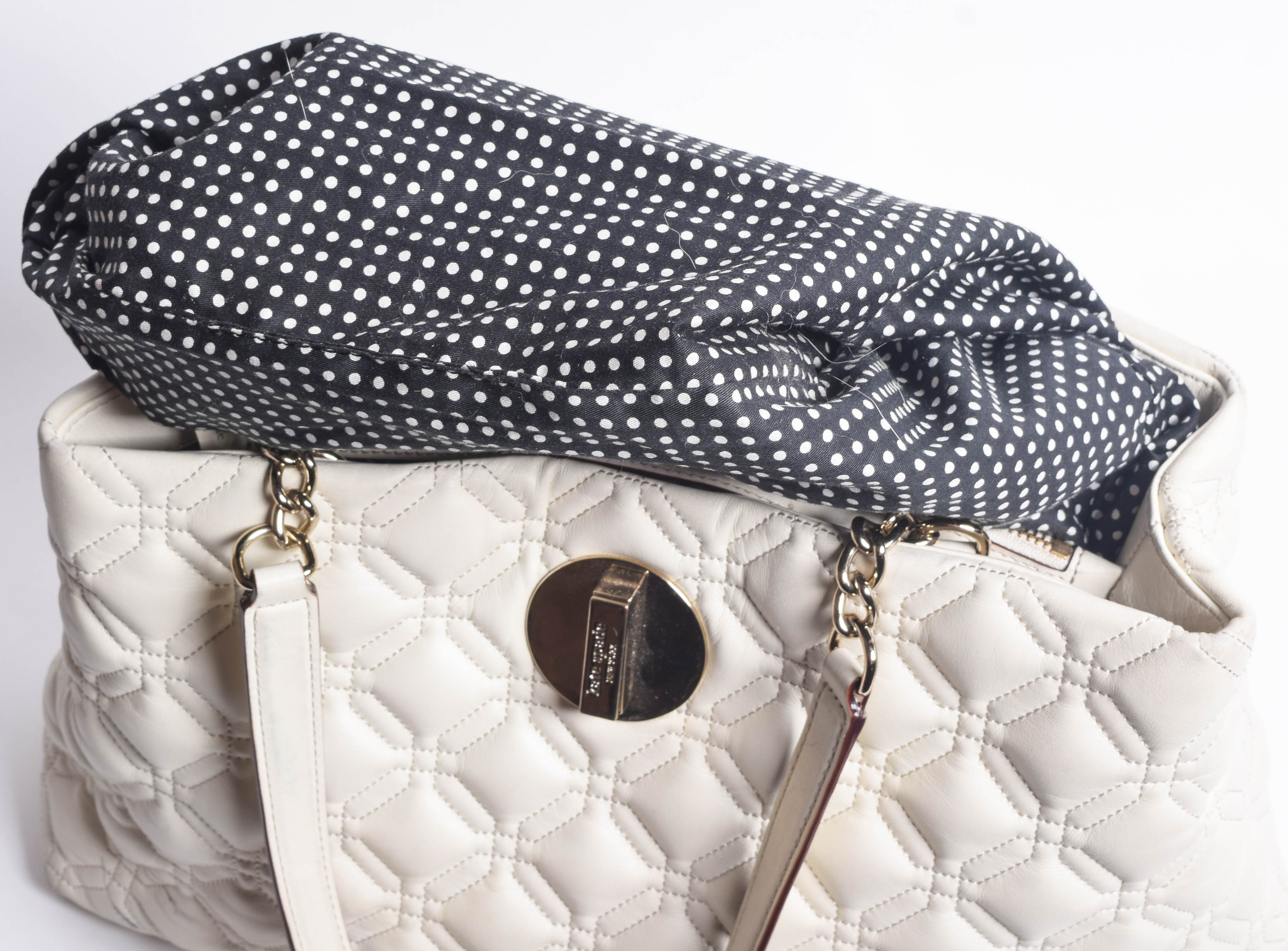 Kate Spade Ivory White Quilted Leather Handbag and Zip Around Wallet