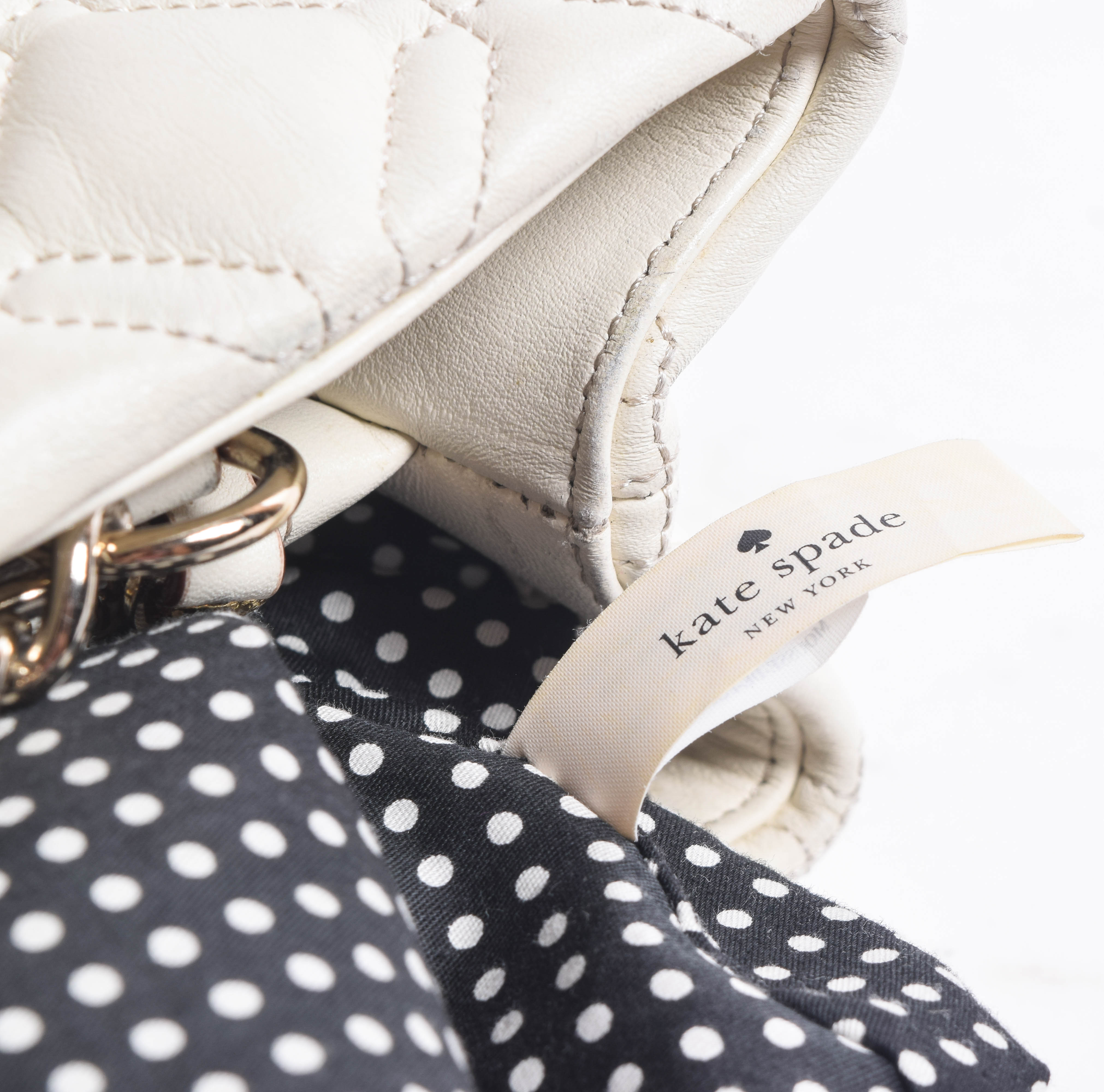 Kate Spade Ivory White Quilted Leather Handbag and Zip Around Wallet