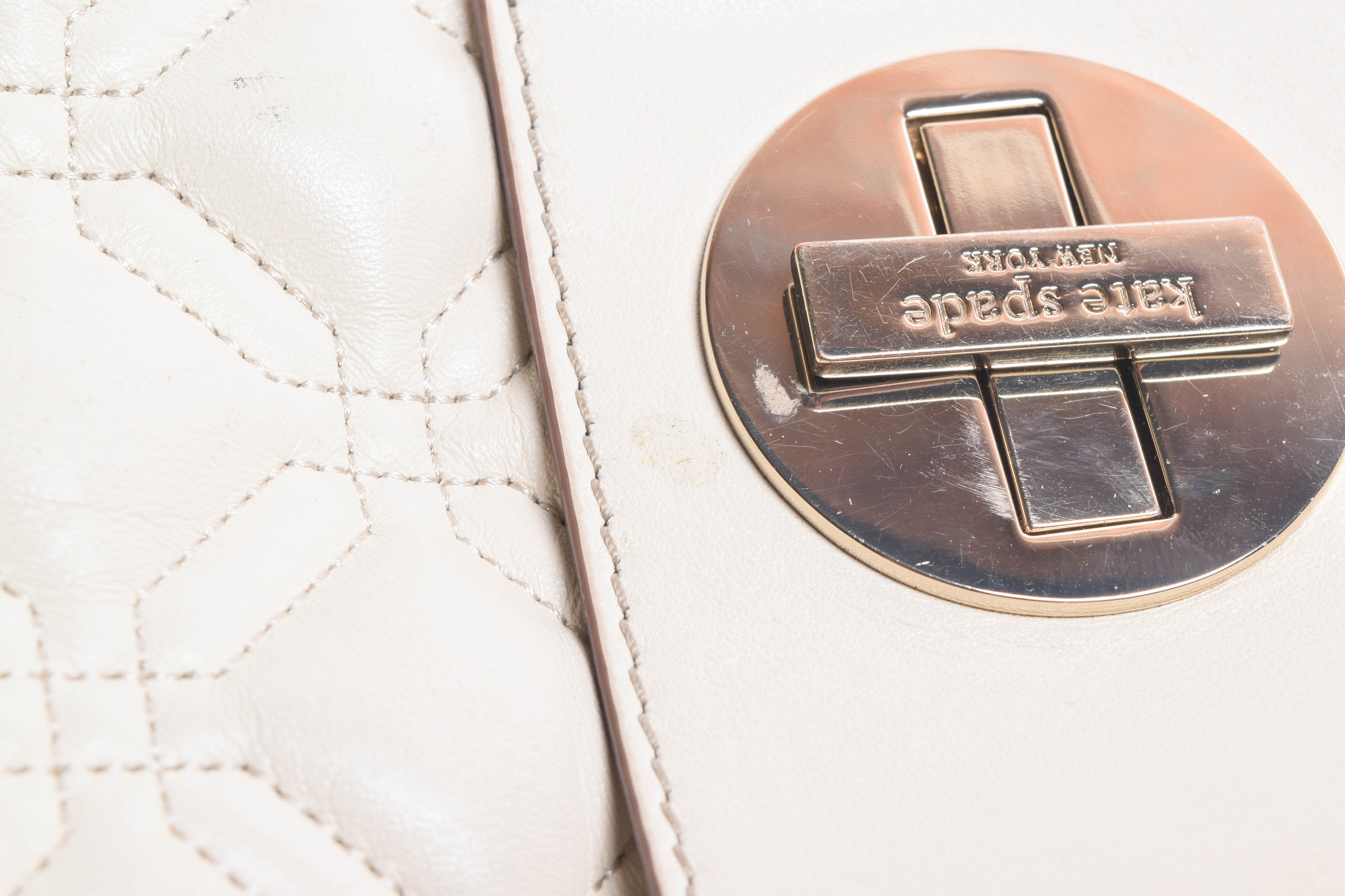 Kate Spade Ivory White Quilted Leather Handbag and Zip Around Wallet