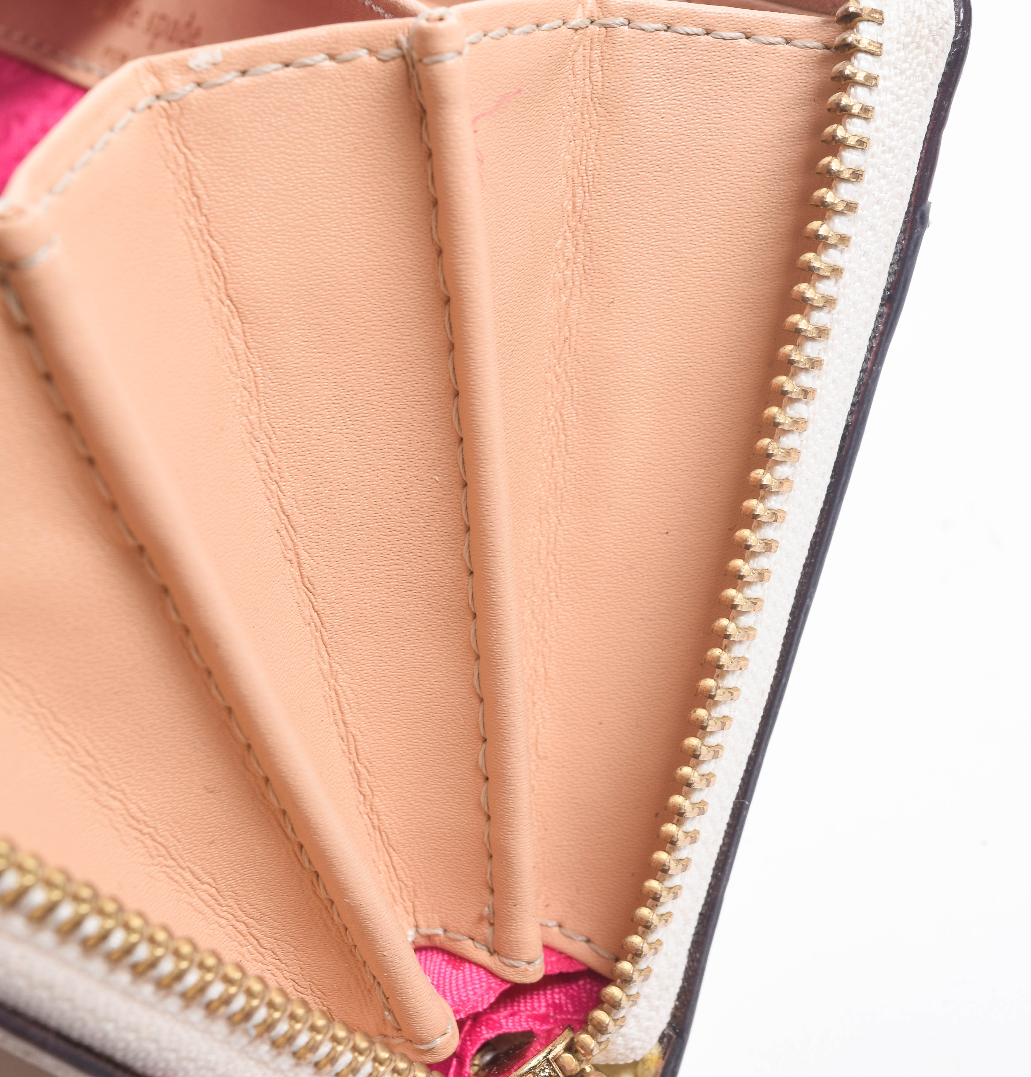 Kate Spade New York Cream Leather Zip Around Clutch Wallet