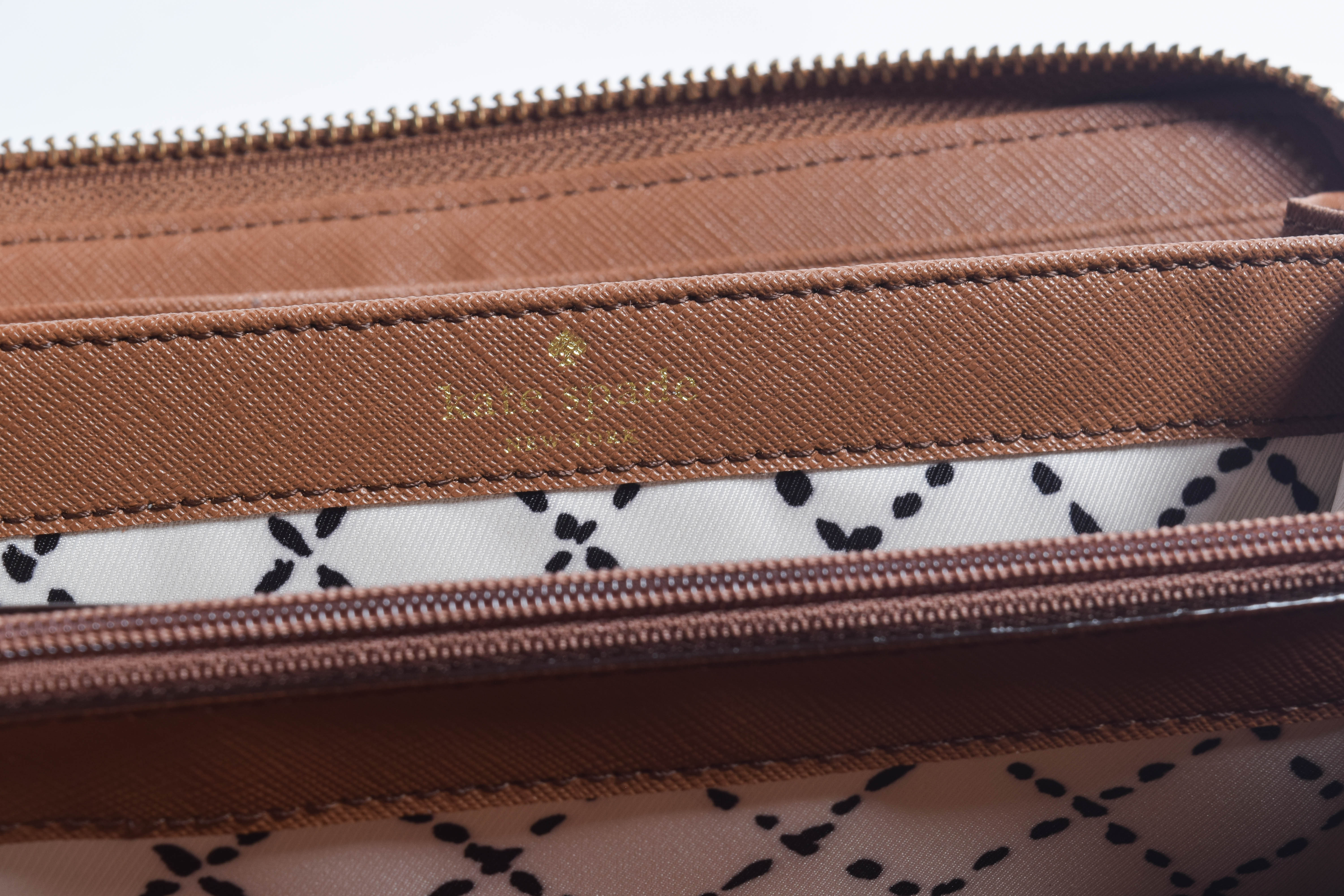 Kate Spade New York Brown Leather Zip Around Clutch Wallet