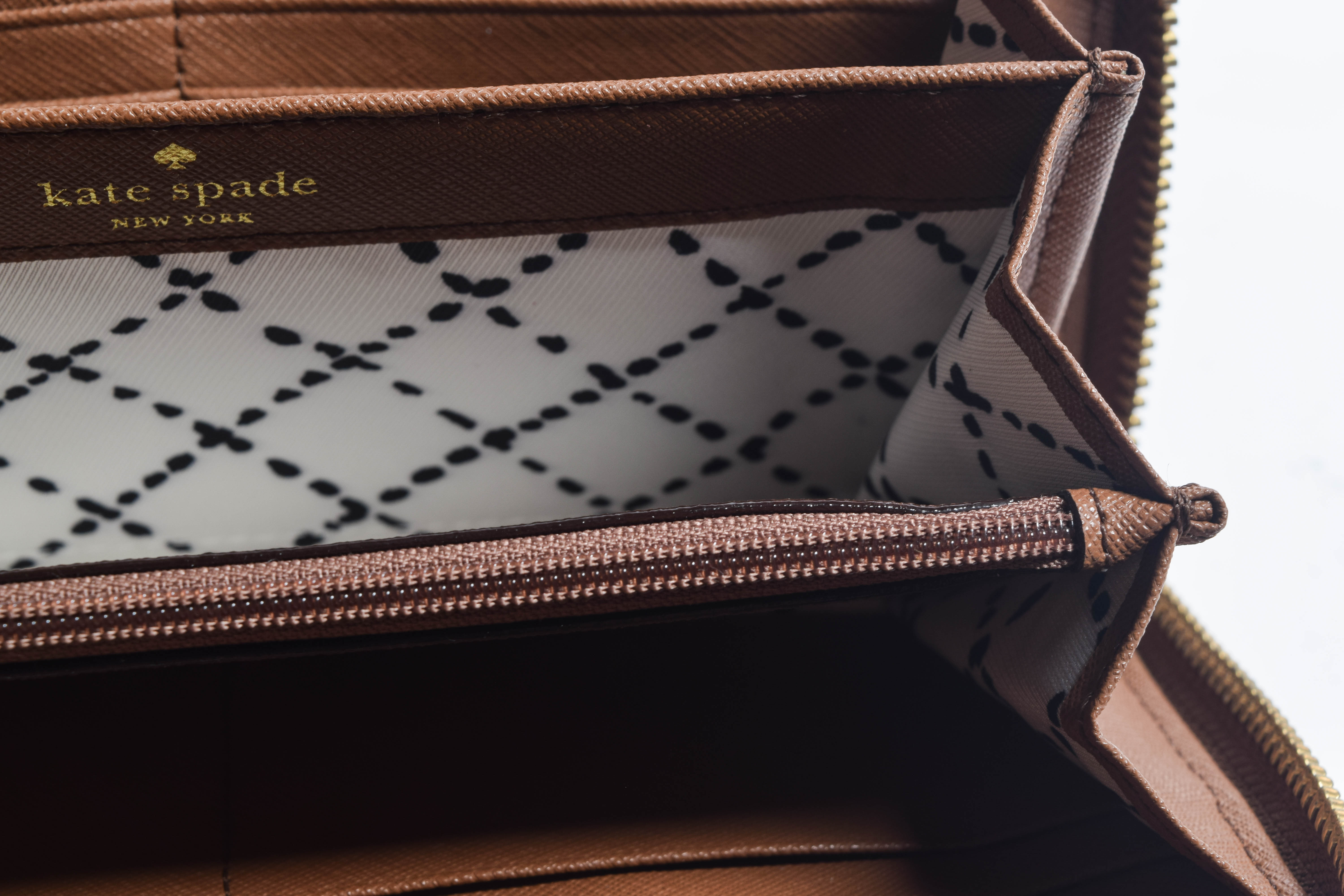 Kate Spade New York Brown Leather Zip Around Clutch Wallet