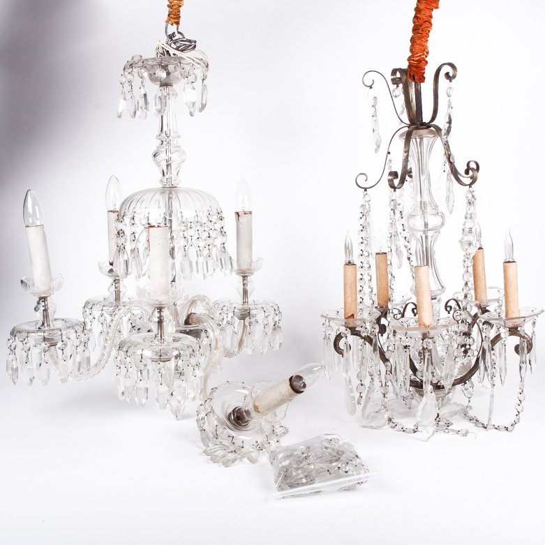 Vintage Cut Crystal Glass Chandeliers