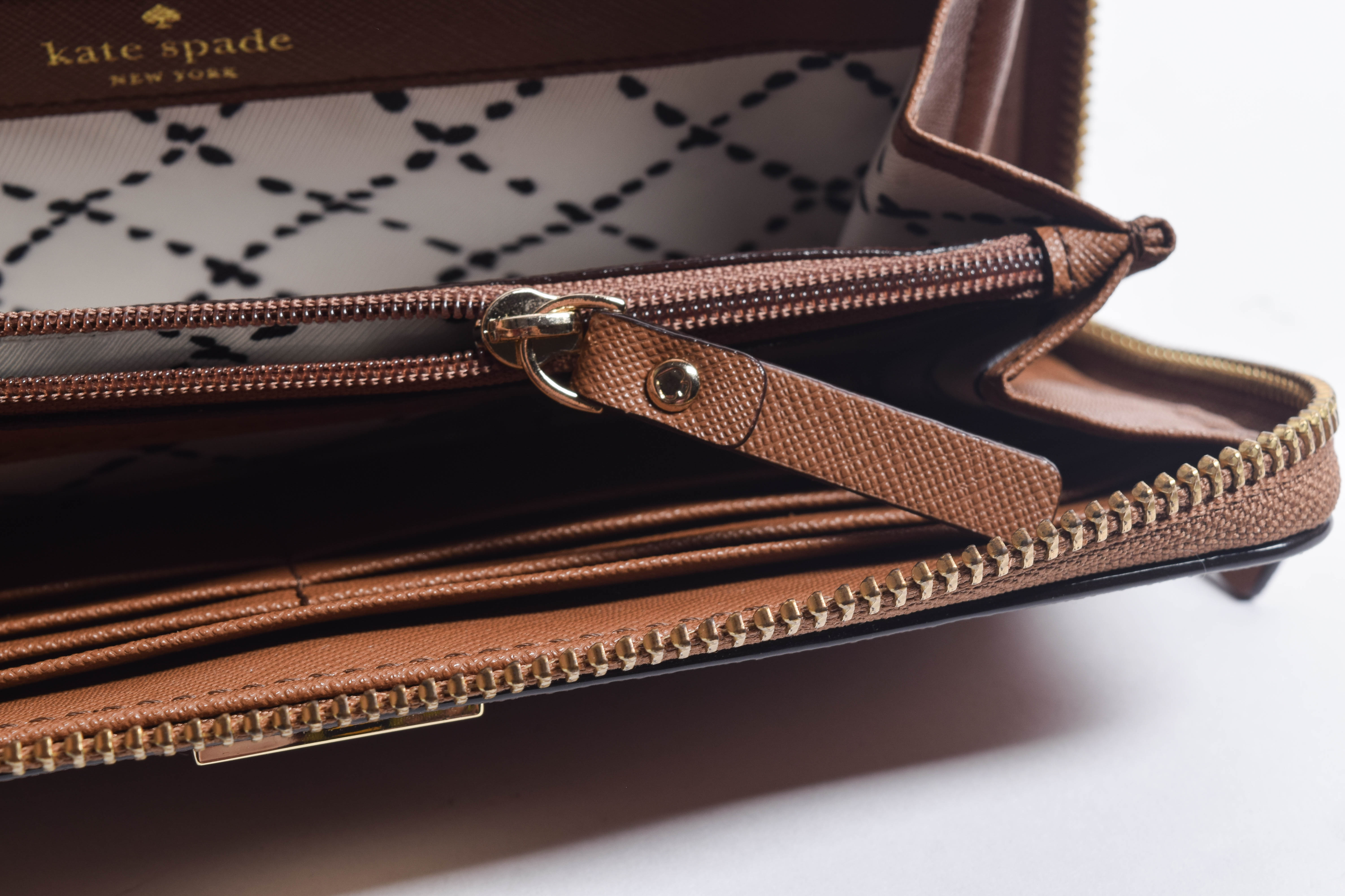 Kate Spade New York Brown Leather Zip Around Clutch Wallet