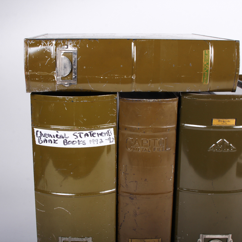 Collection of Vintage Metal File Holders and Lock Boxes