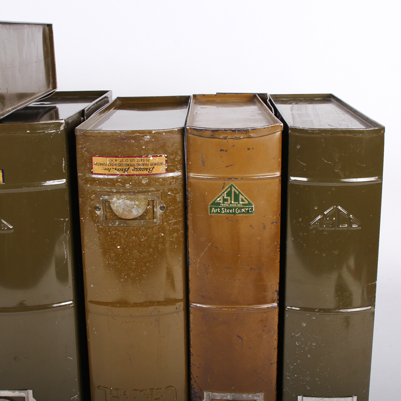 Collection of Vintage Metal File Holders and Lock Boxes