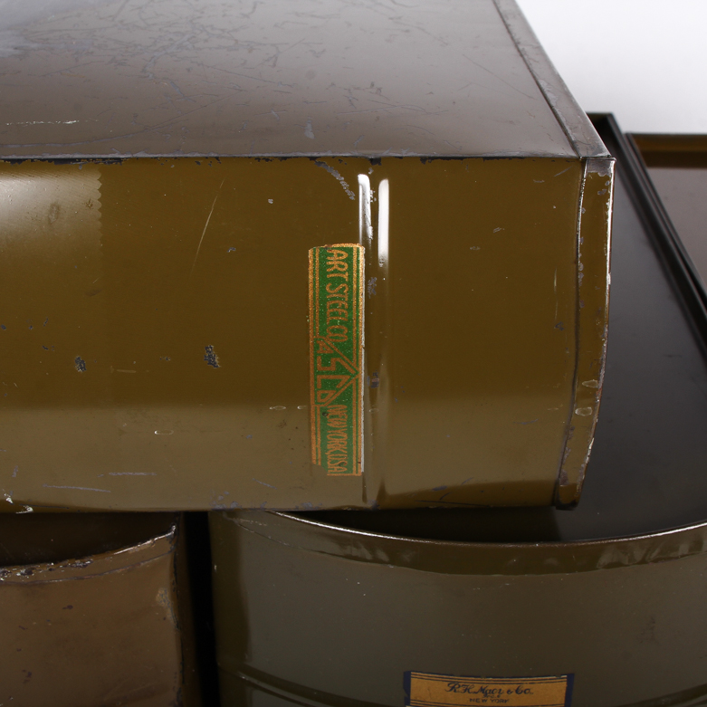 Collection of Vintage Metal File Holders and Lock Boxes