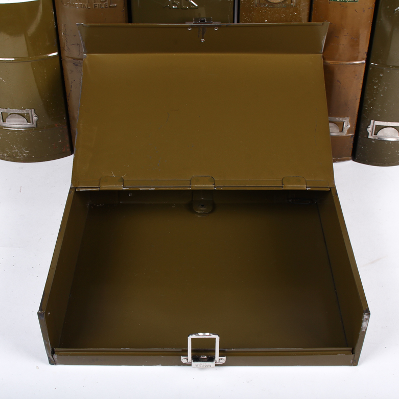 Collection of Vintage Metal File Holders and Lock Boxes