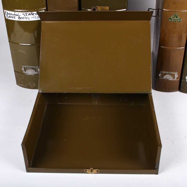Collection of Vintage Metal File Holders and Lock Boxes